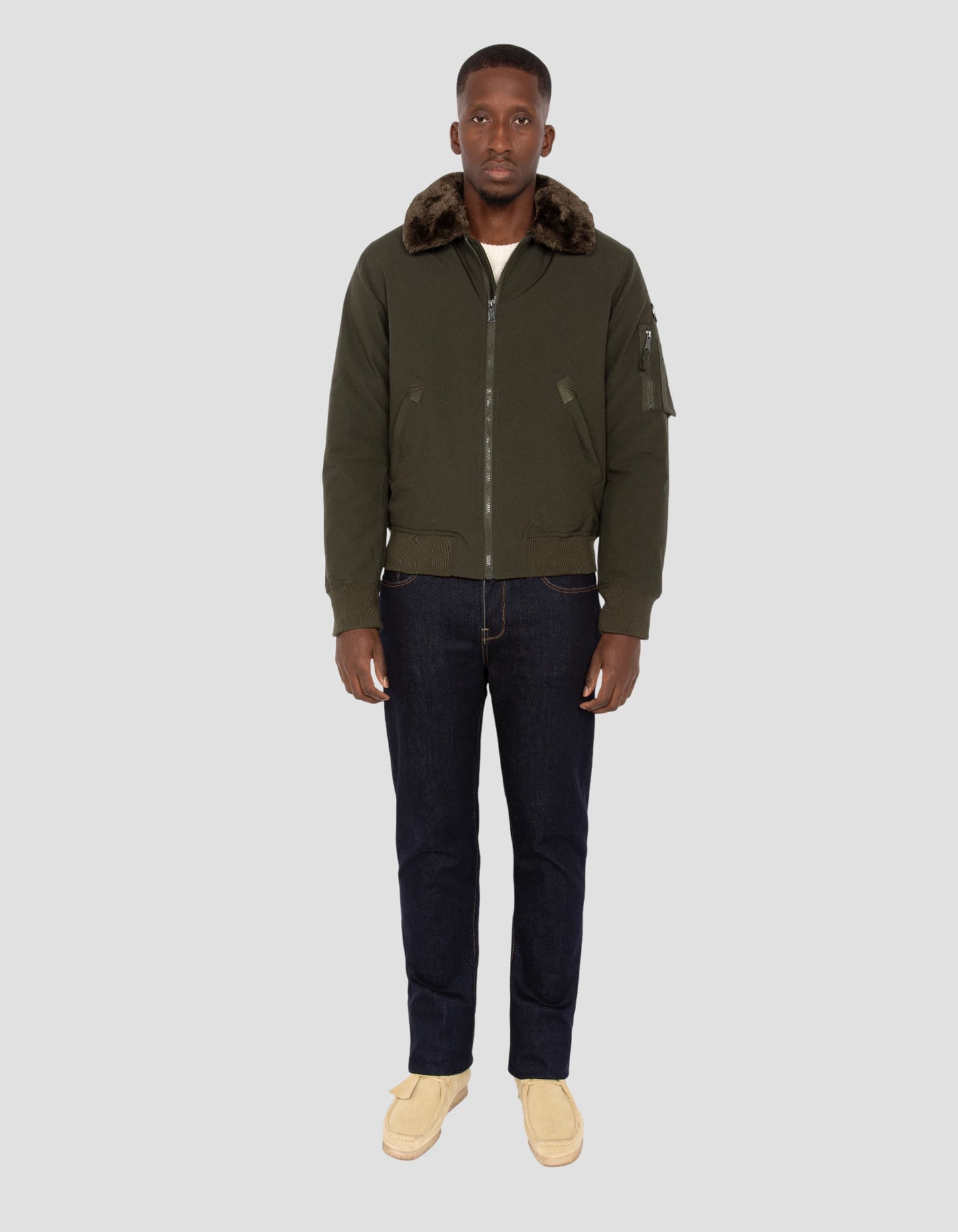 Giacca pilota kaki e marrone