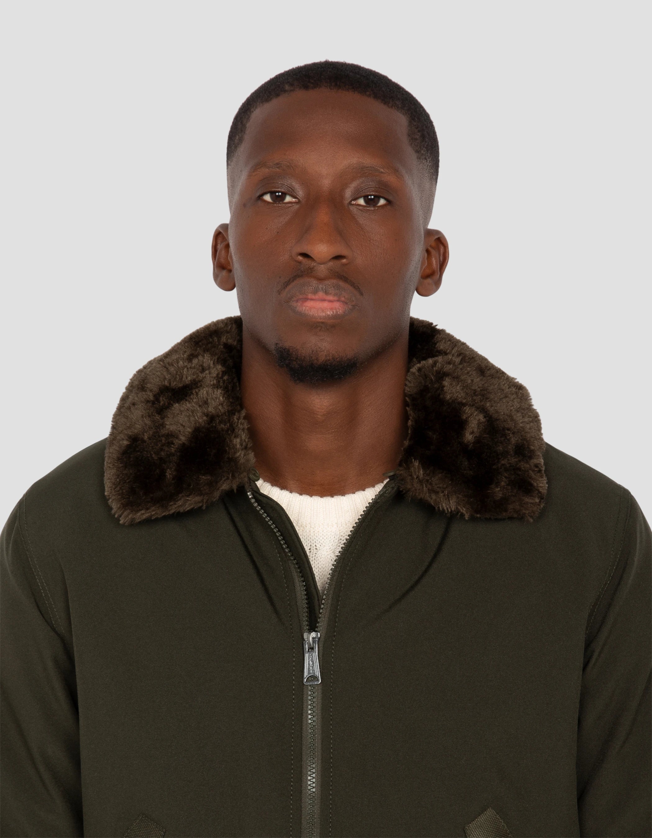 Giacca pilota kaki e marrone-5