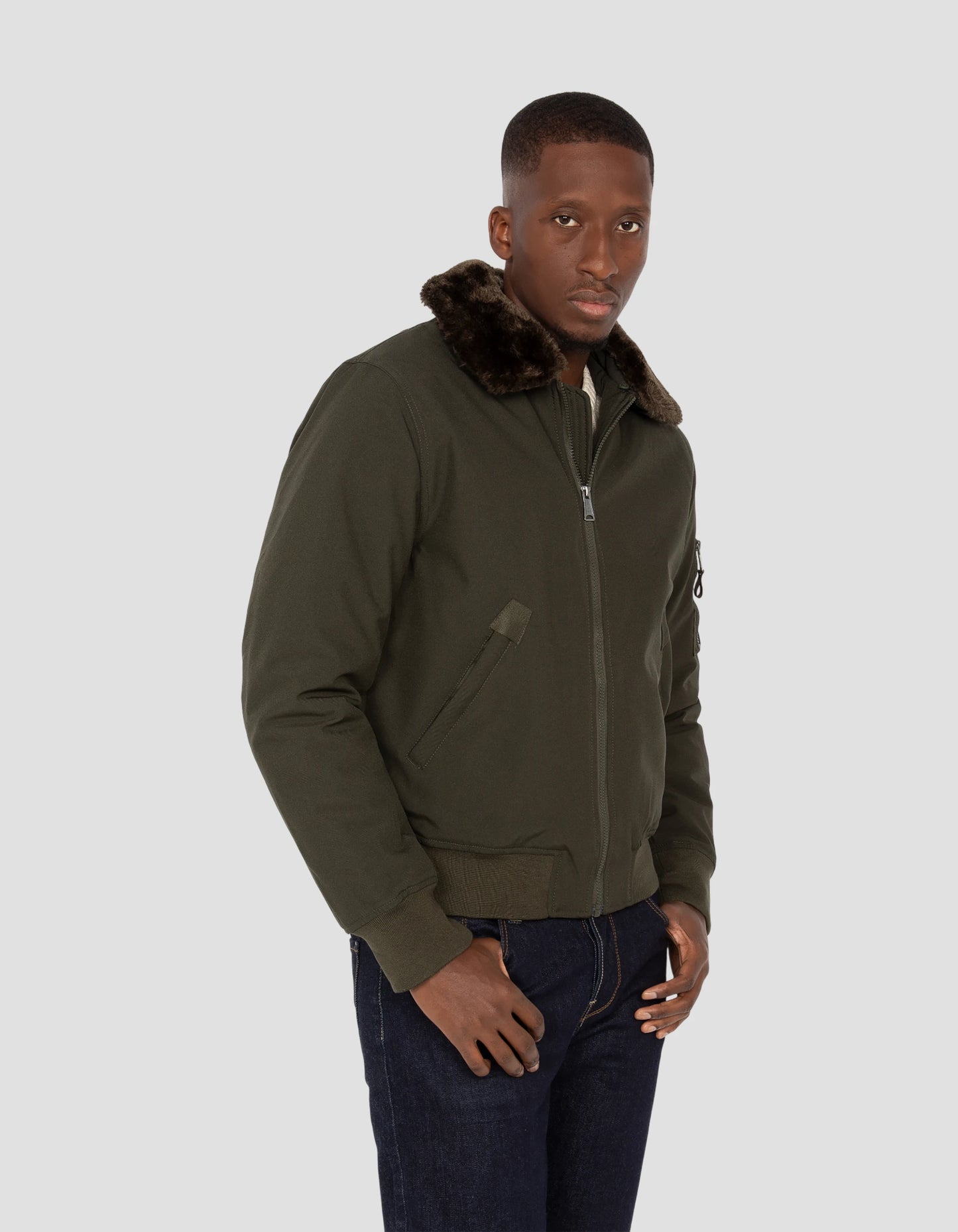 Giacca pilota kaki e marrone