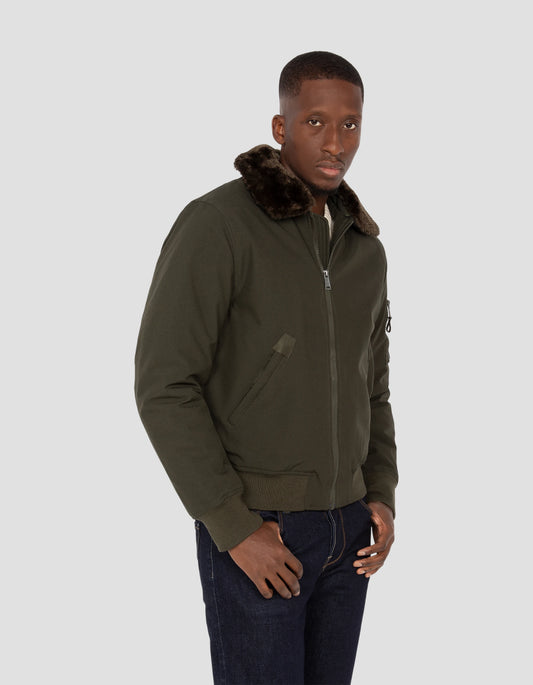 Blouson pilote kaki et marron