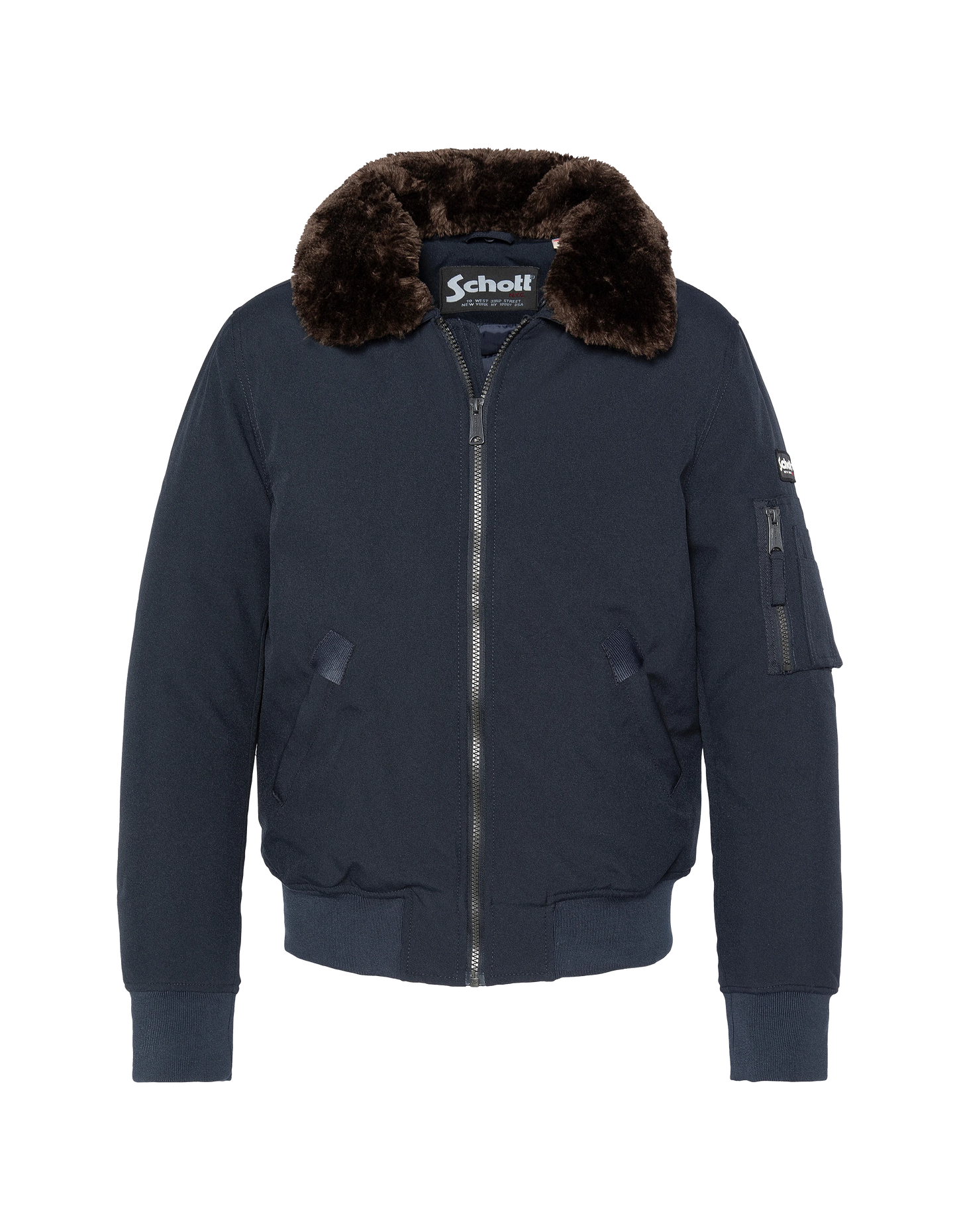 Blouson pilote bleu marine et marron