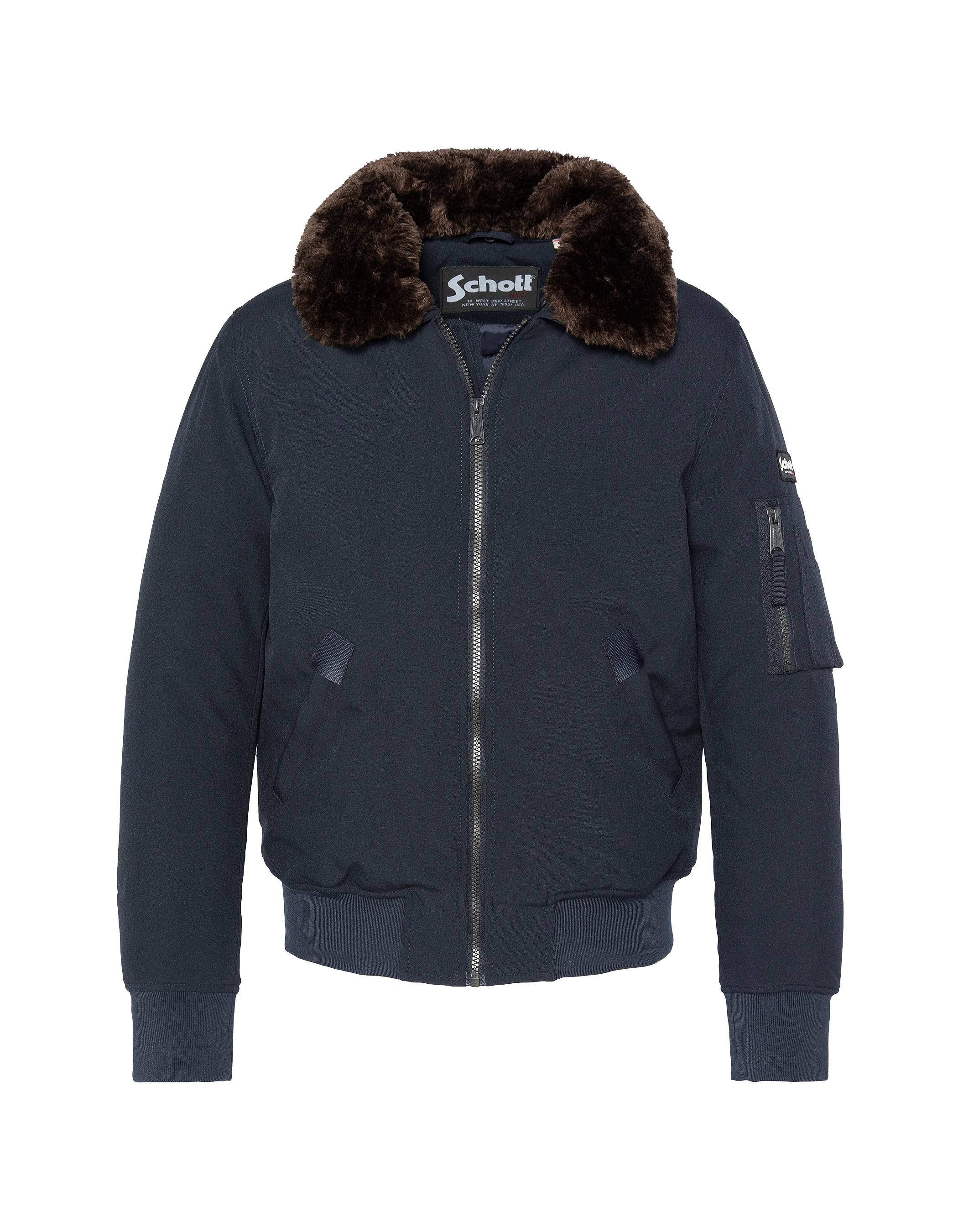 Blouson pilote bleu marine et marron-2