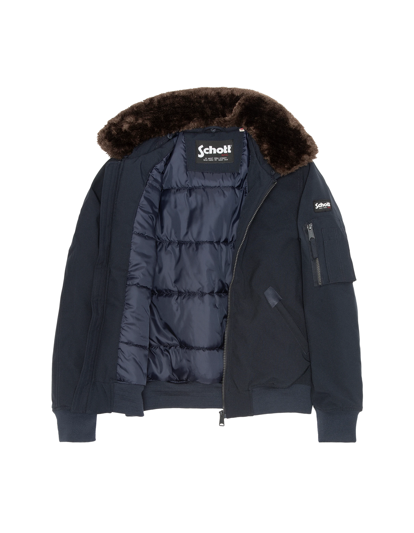 Blouson pilote bleu marine et marron