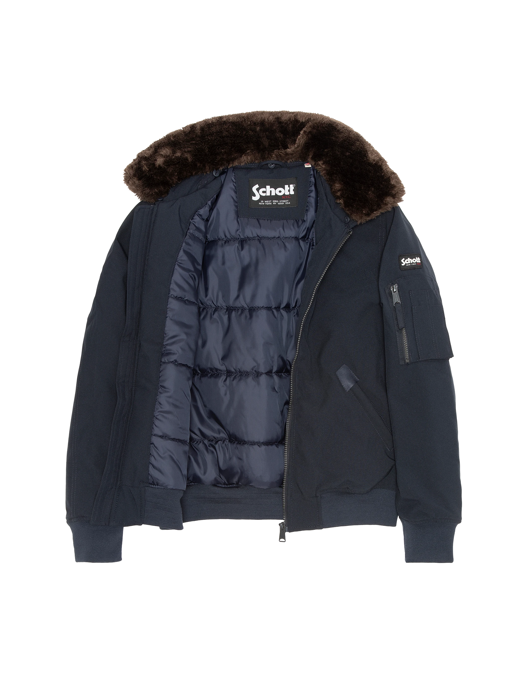 Blouson pilote bleu marine et marron-8