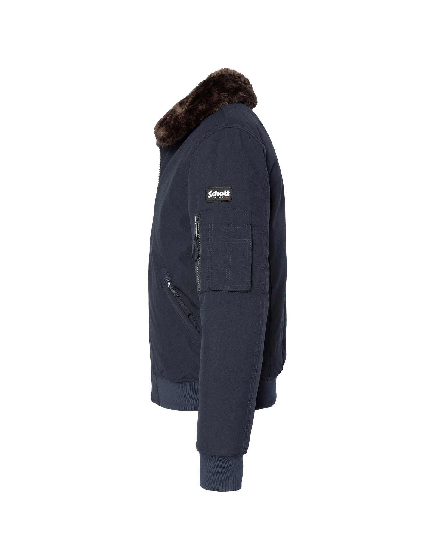 Blouson pilote bleu marine et marron