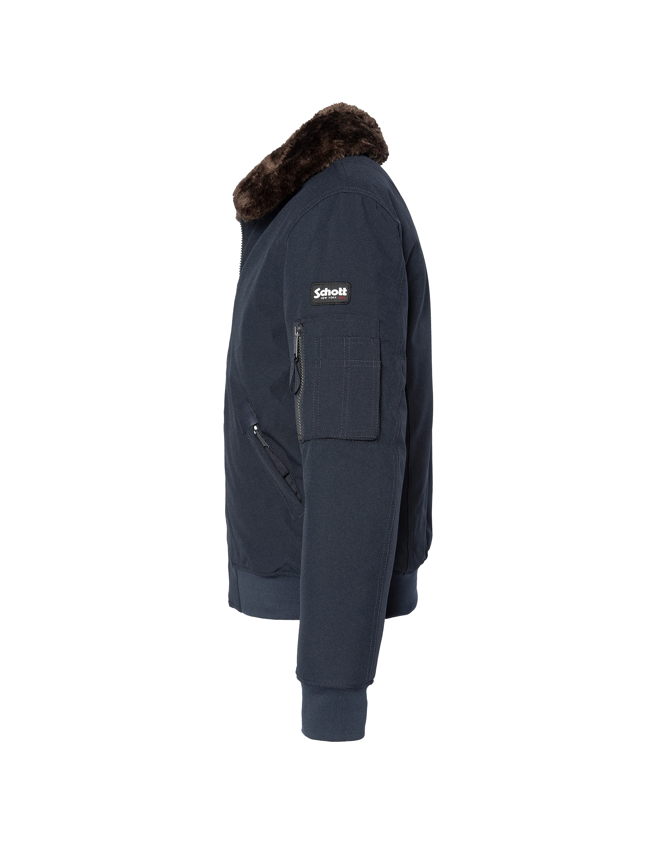 Blouson pilote bleu marine et marron-9