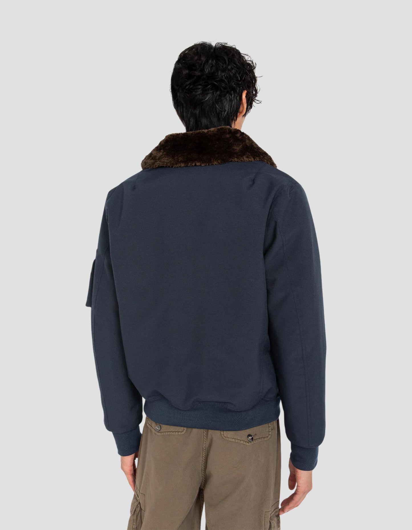 Blouson pilote bleu marine et marron