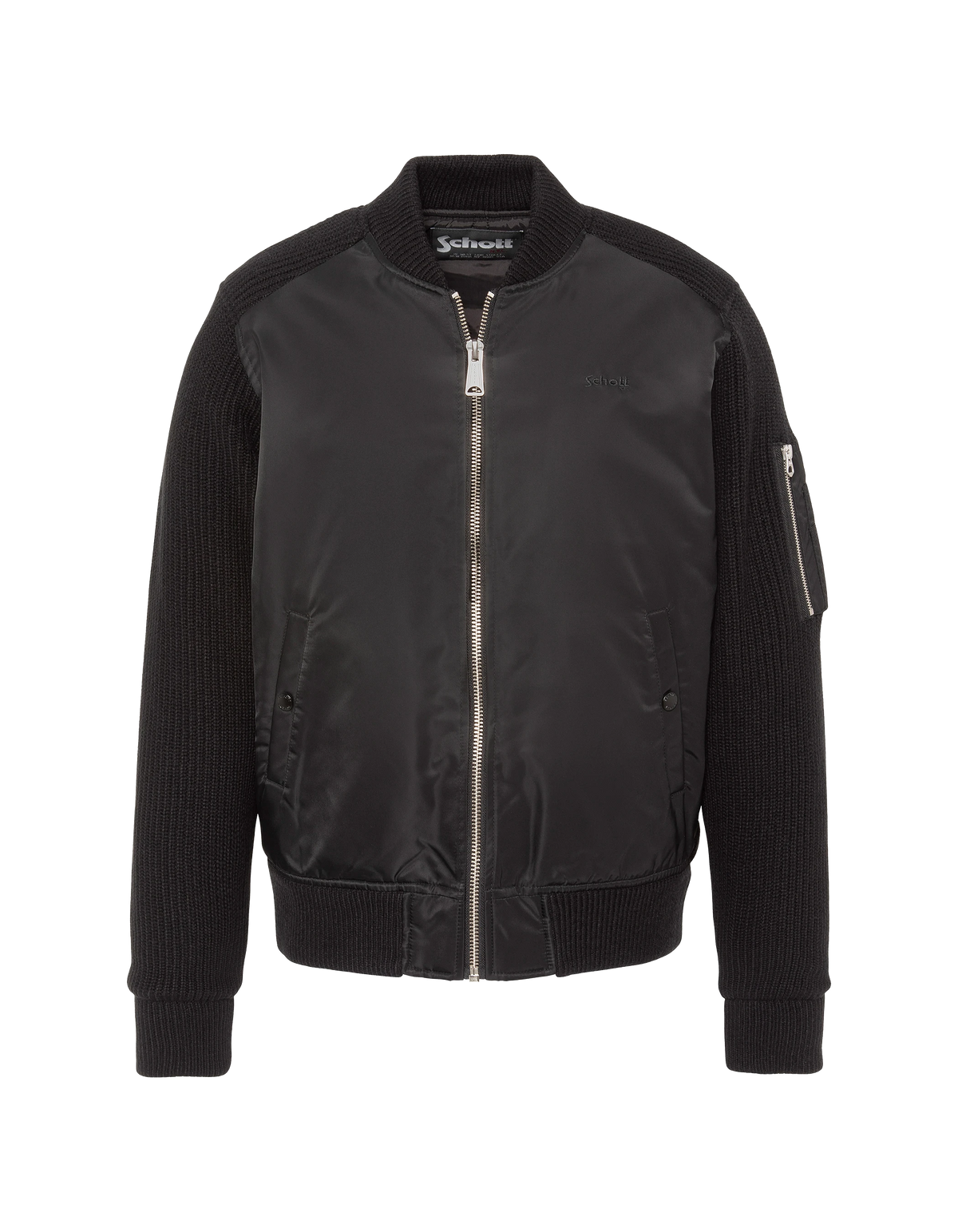 Blouson bomber noir type MA-1 bi-matière