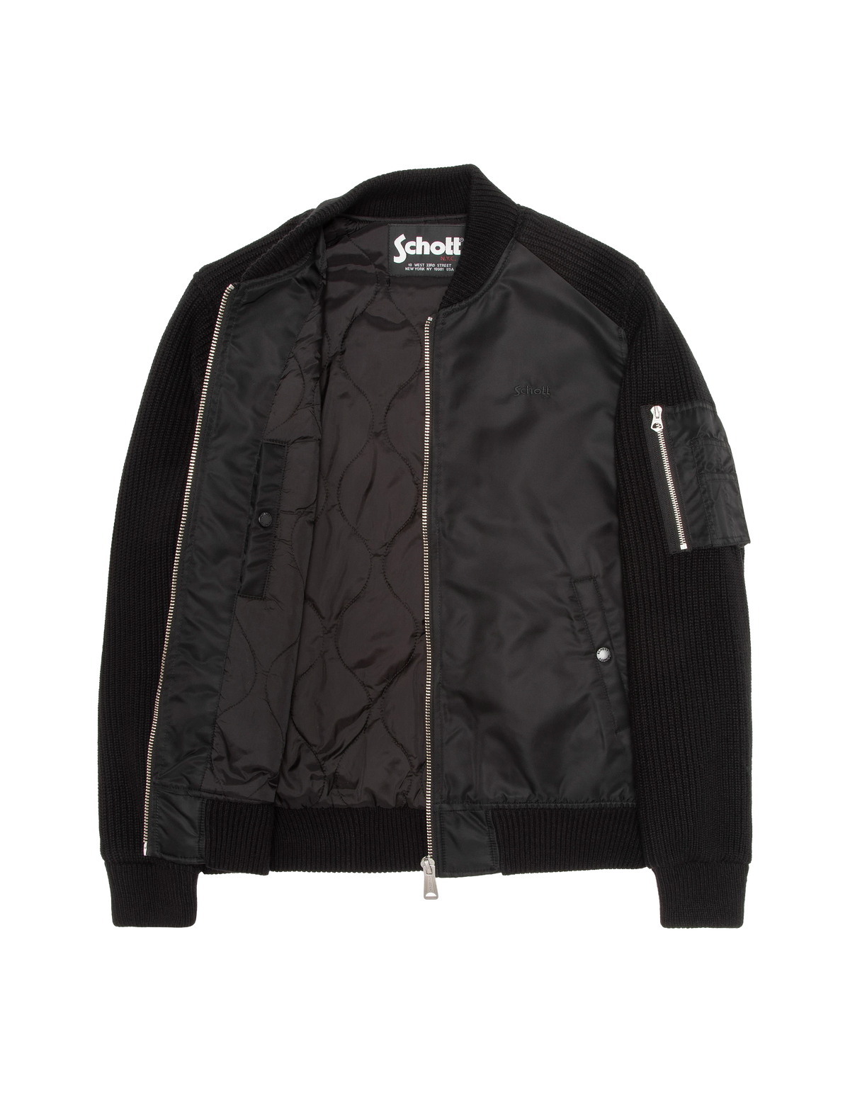 Blouson bomber noir type MA-1 bi-matière