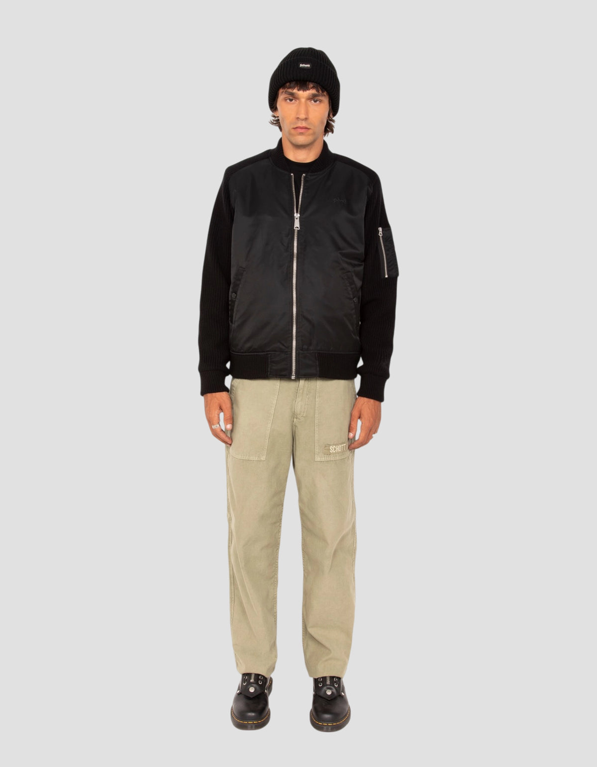 Blouson bomber noir type MA-1 bi-matière