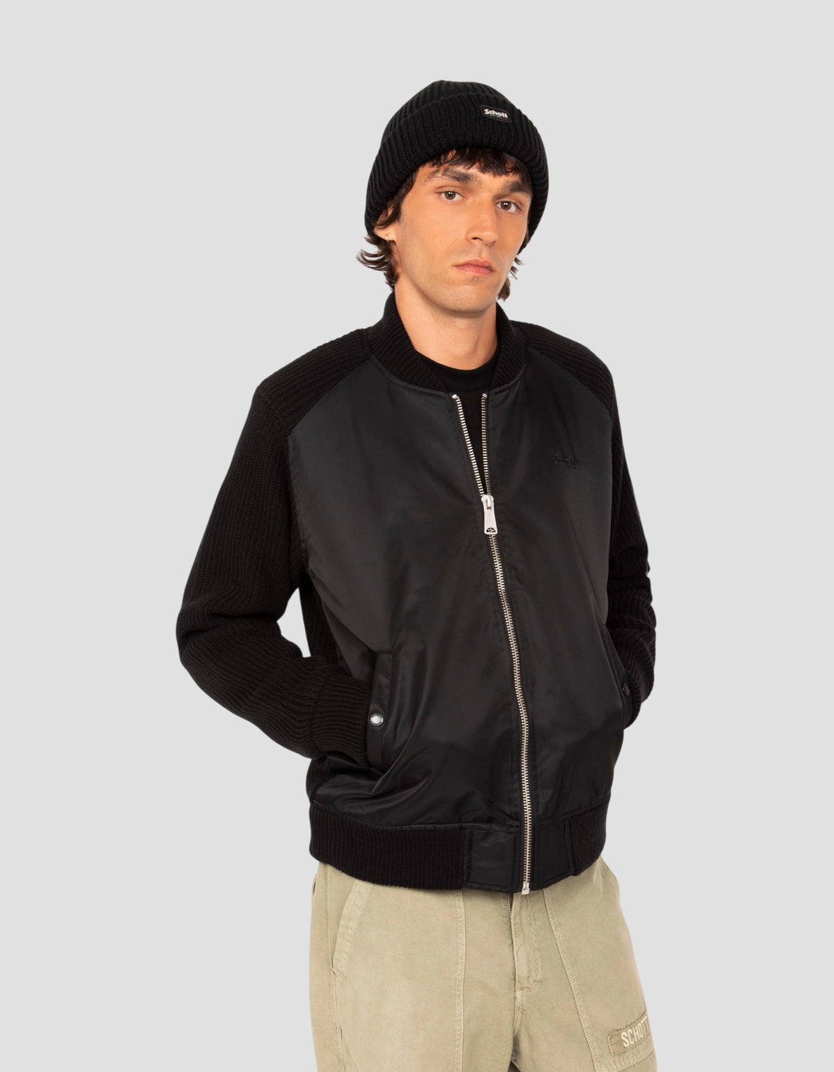 Blouson bomber noir type MA-1 bi-matière-3