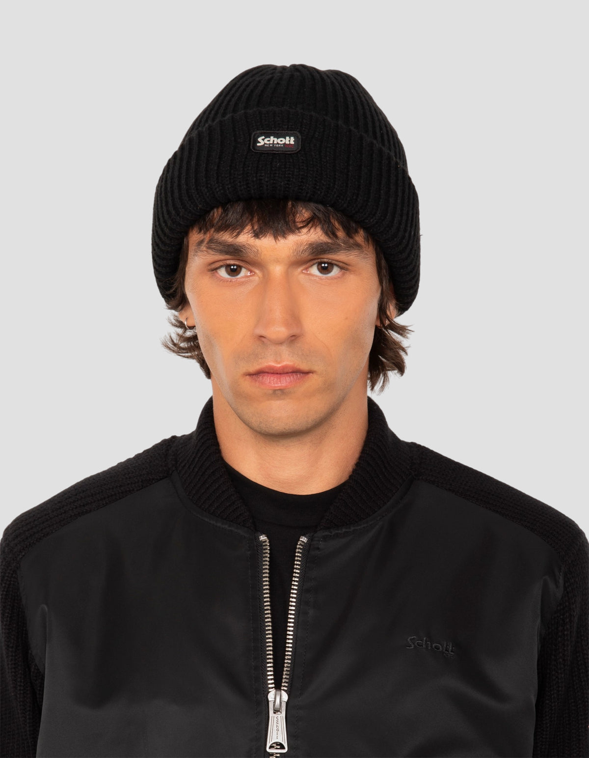 Blouson bomber noir type MA-1 bi-matière-5