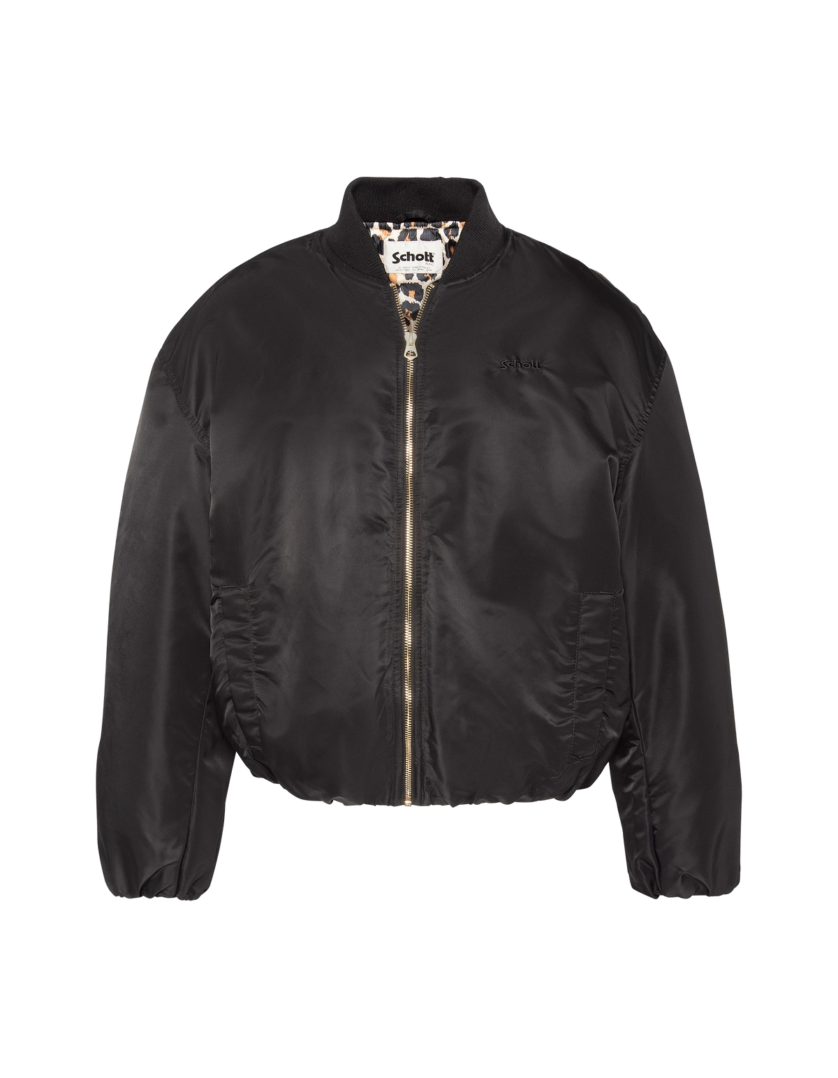 Kurze schwarze Bomberjacke, übergroßer Schnitt-2