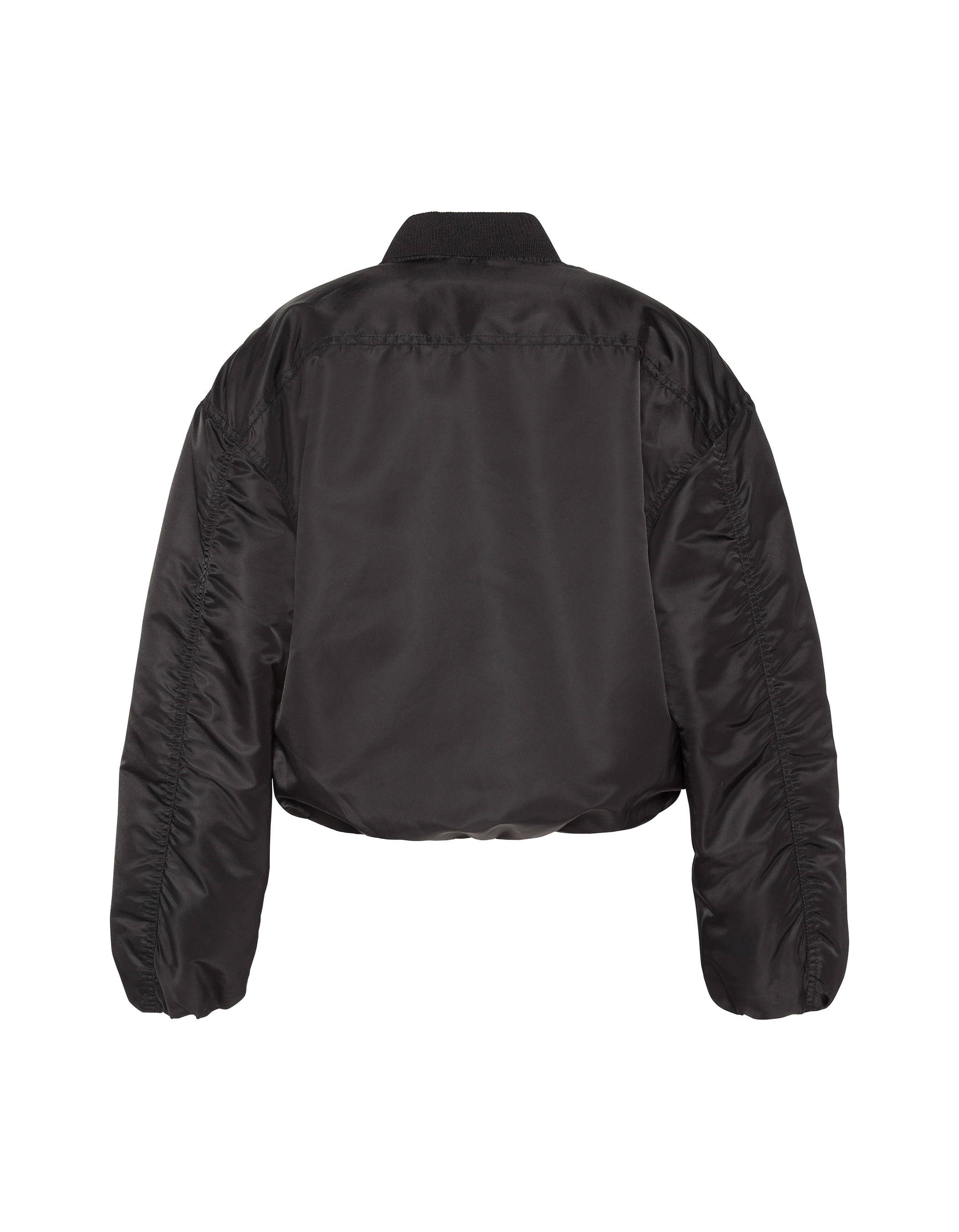 Kurze schwarze Bomberjacke, übergroßer Schnitt-10