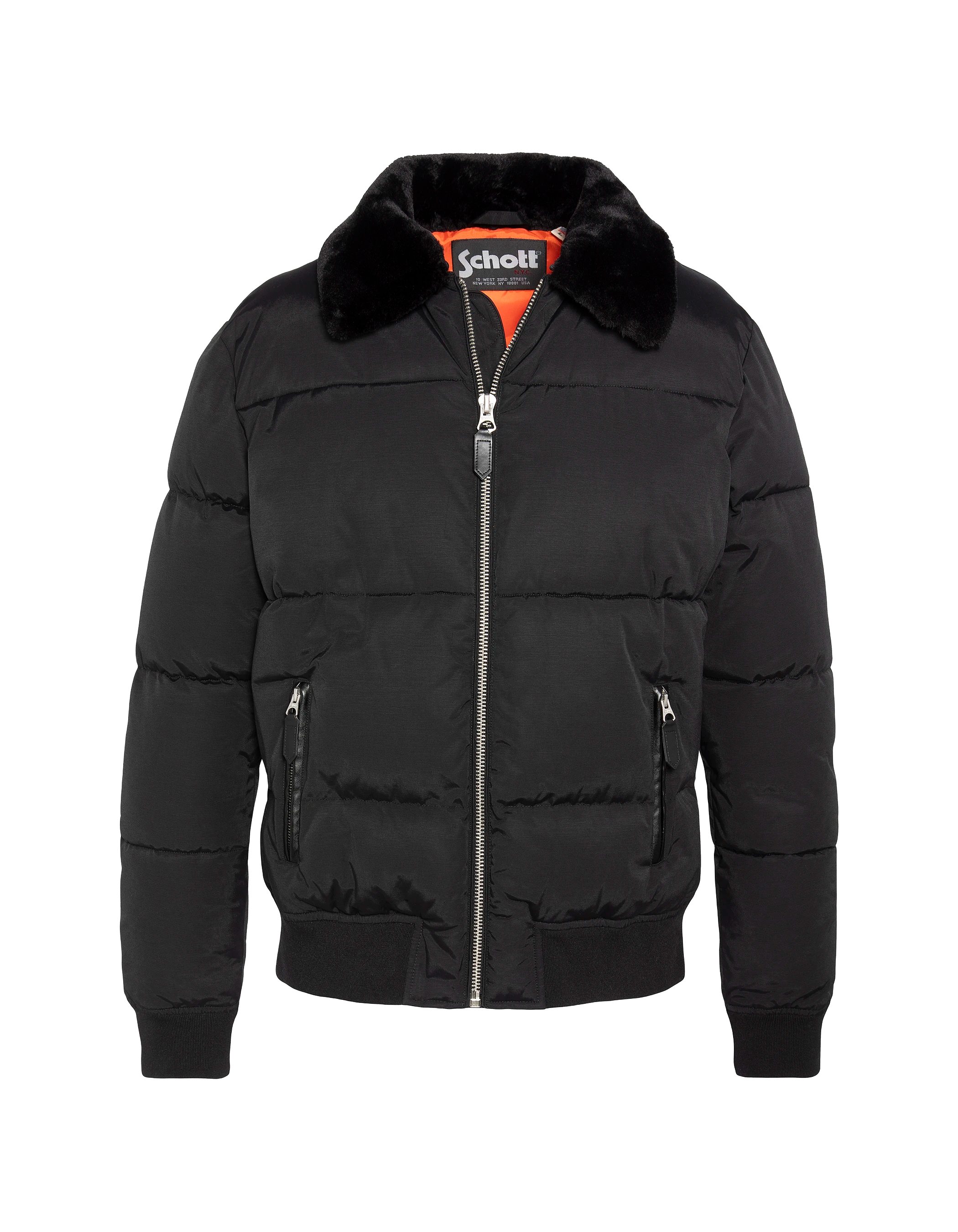 Black down jacket with removable faux fur collar-2