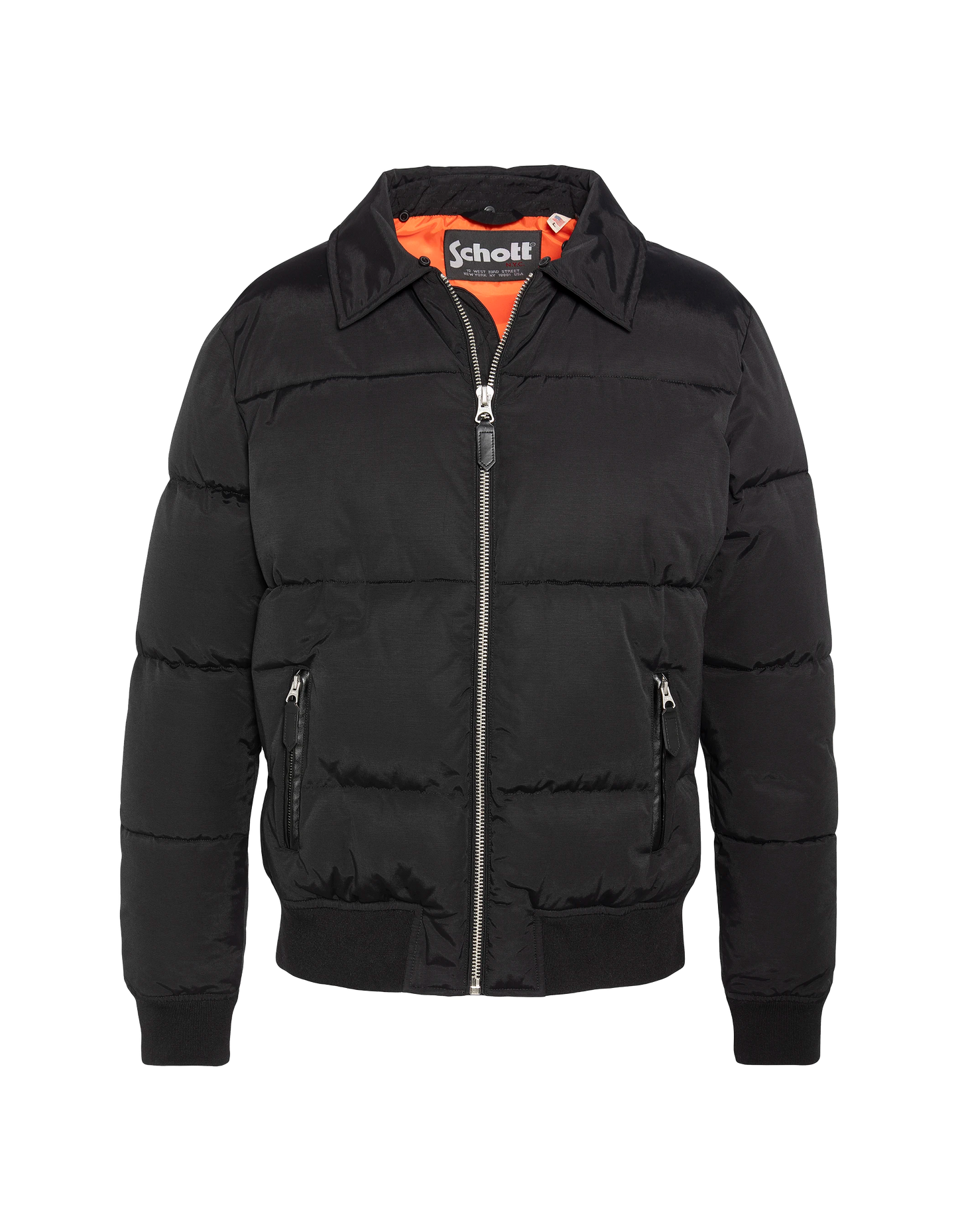 Schwarze Down -Jacke mit abnehmbarem Kunstpelzkragen