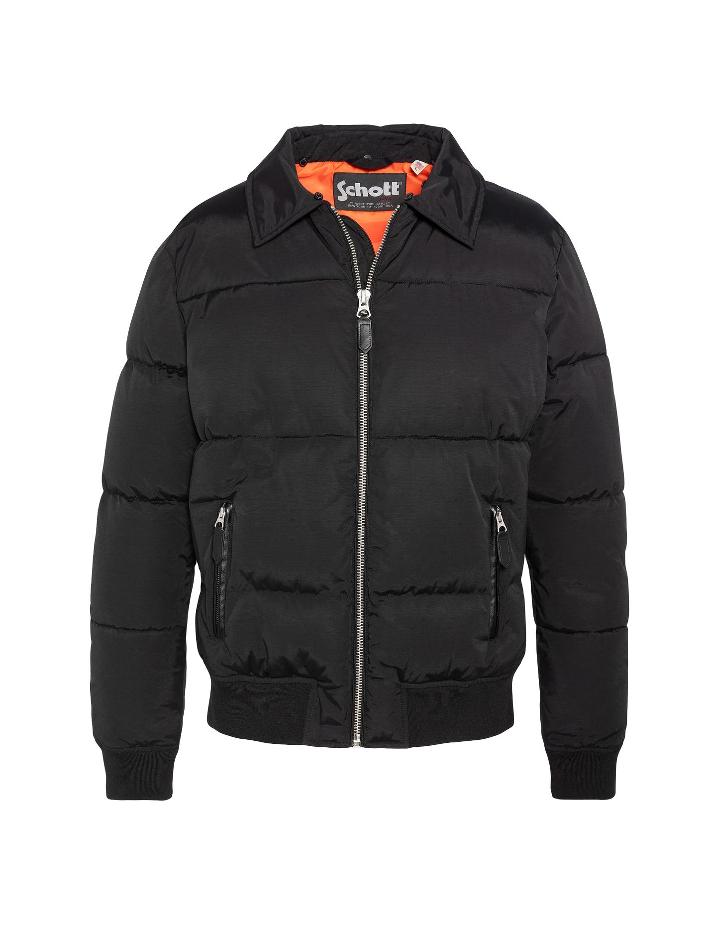 Black down jacket with removable faux fur collar