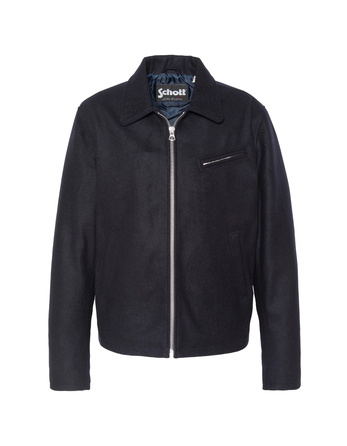 Blouson casual bleu marine en laine mélangée-2