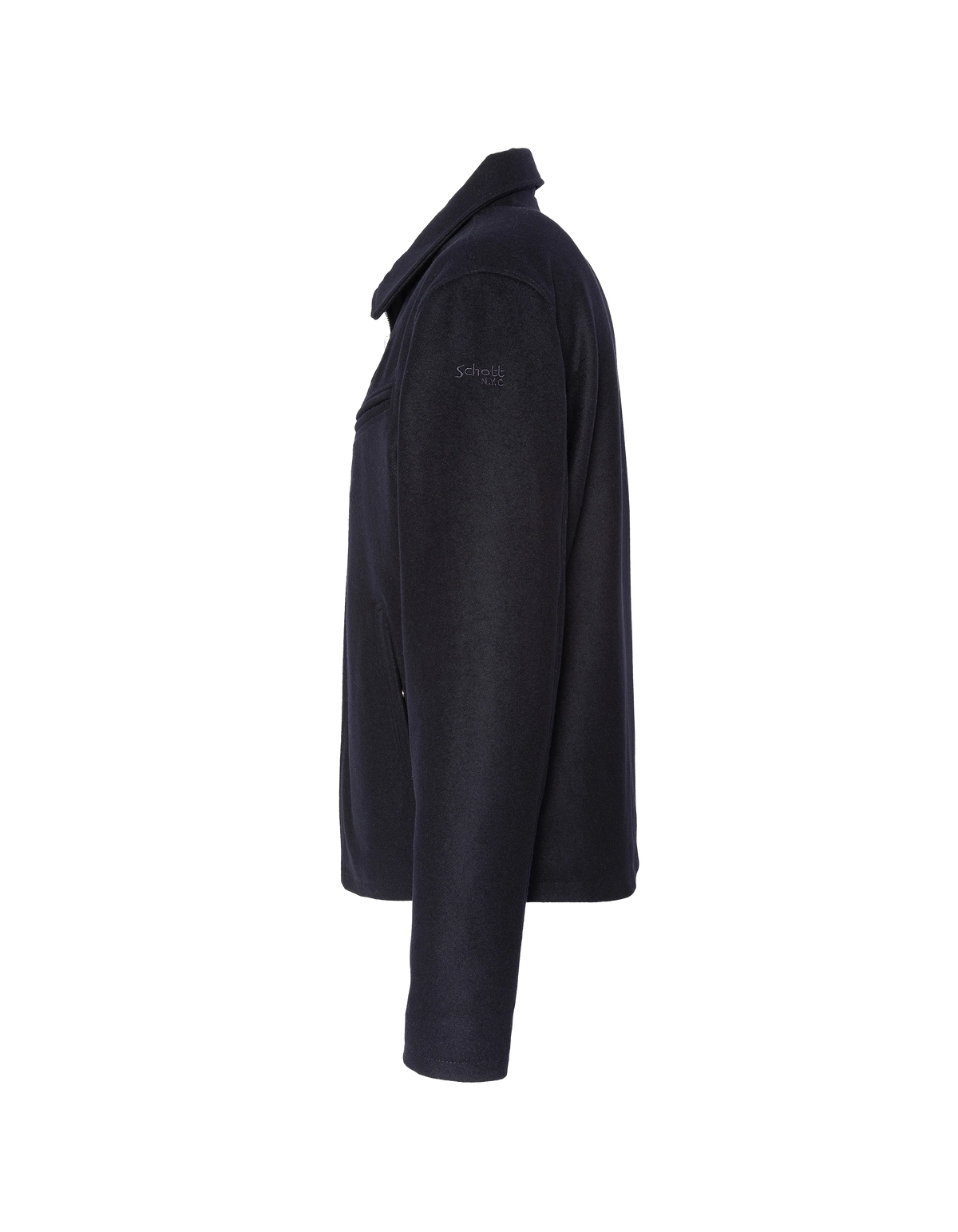 Blouson casual bleu marine en laine mélangée-8