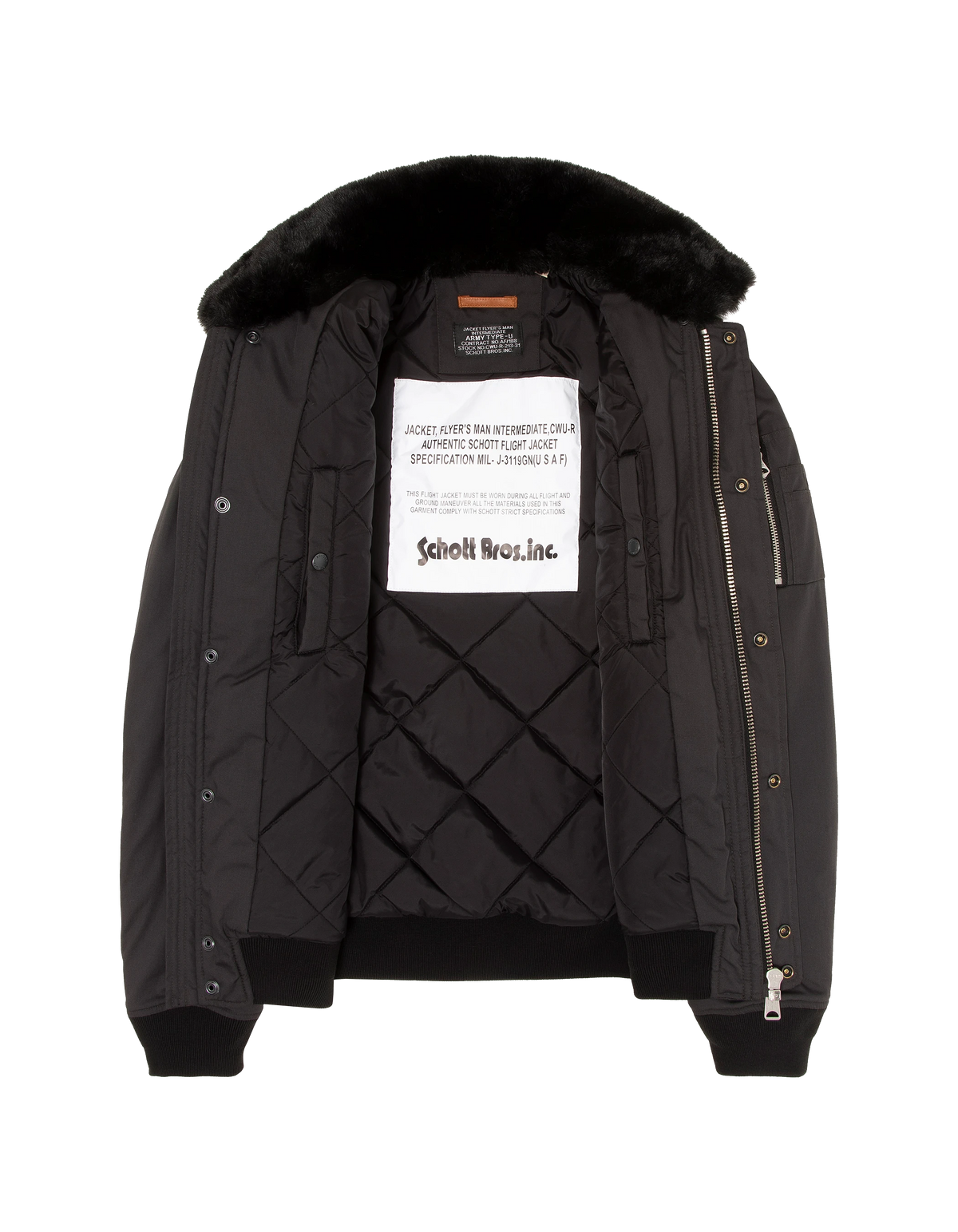 Blouson pilote noir avec col imitation fausse fourrure amovible-6