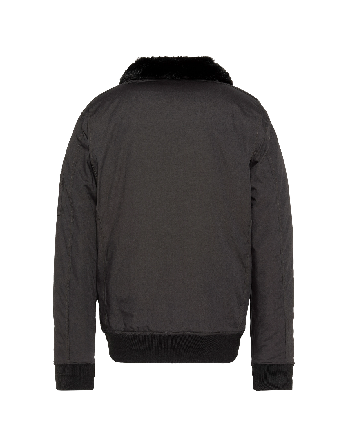 Blouson pilote noir avec col imitation fausse fourrure amovible