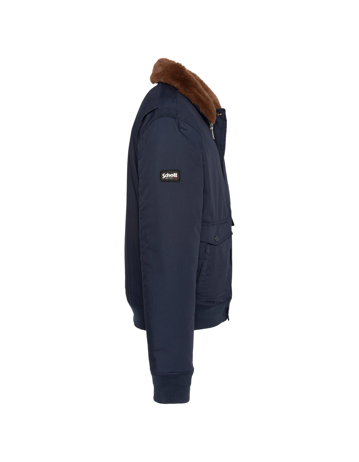 Blouson pilote bleu marine avec col imitation fausse fourrure amovible