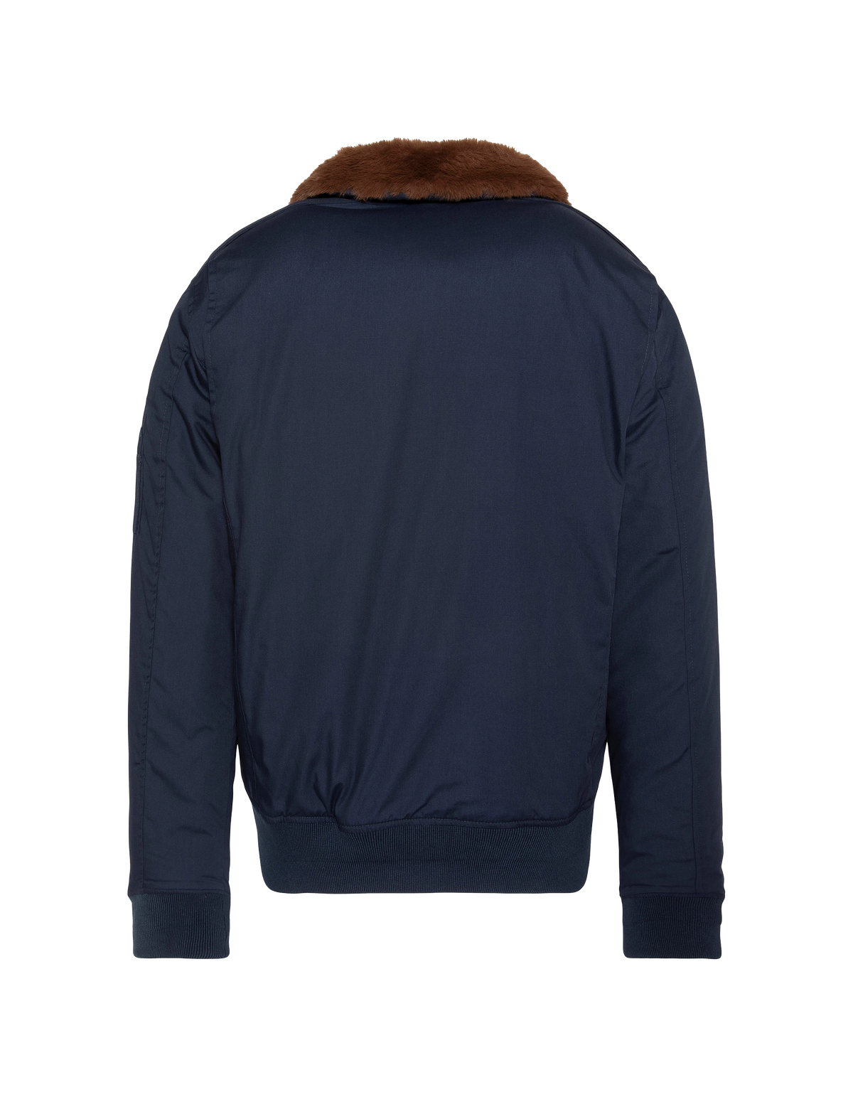Blouson pilote bleu marine avec col imitation fausse fourrure amovible