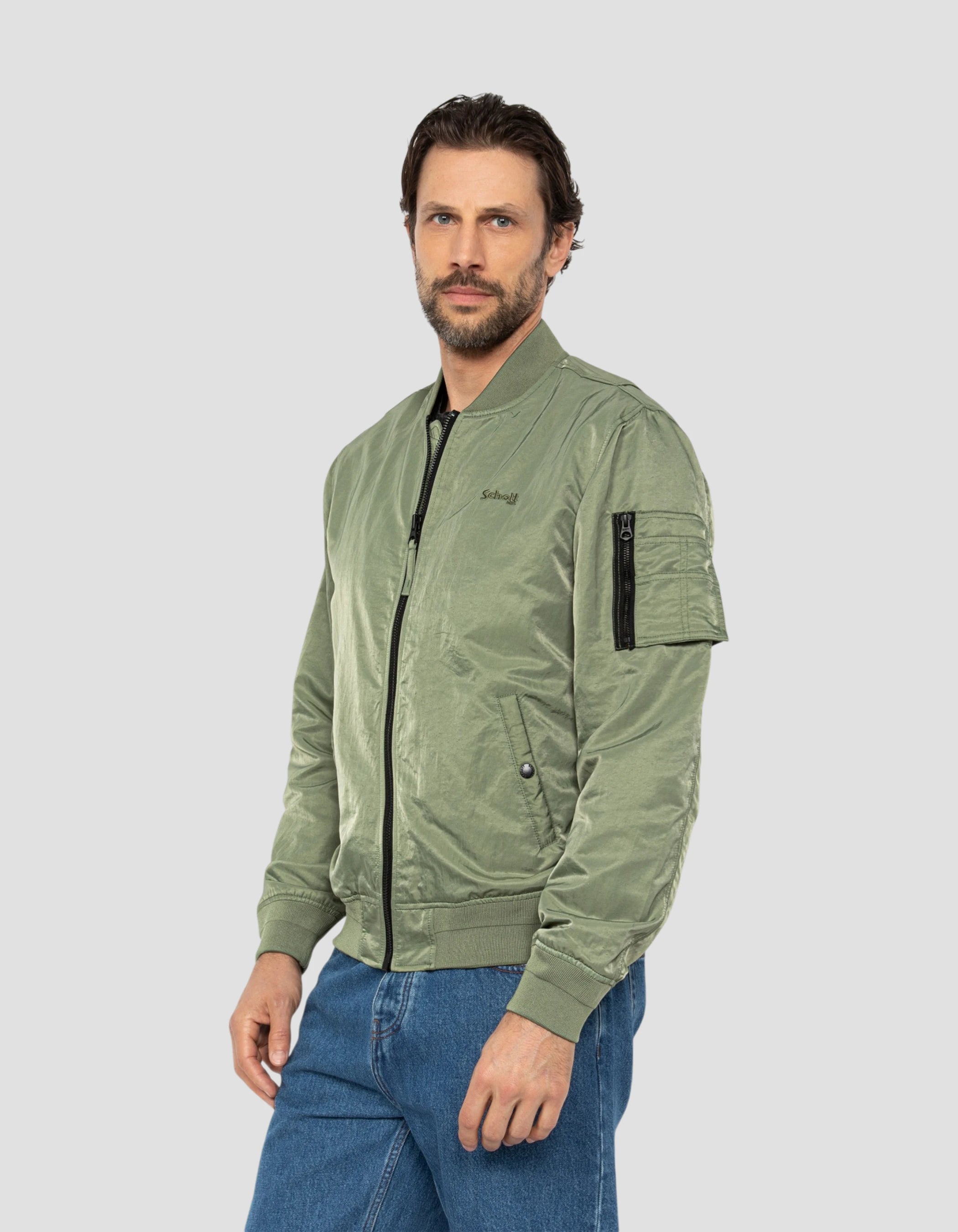 Bomber sage kaki léger déperlant effet froissé-3