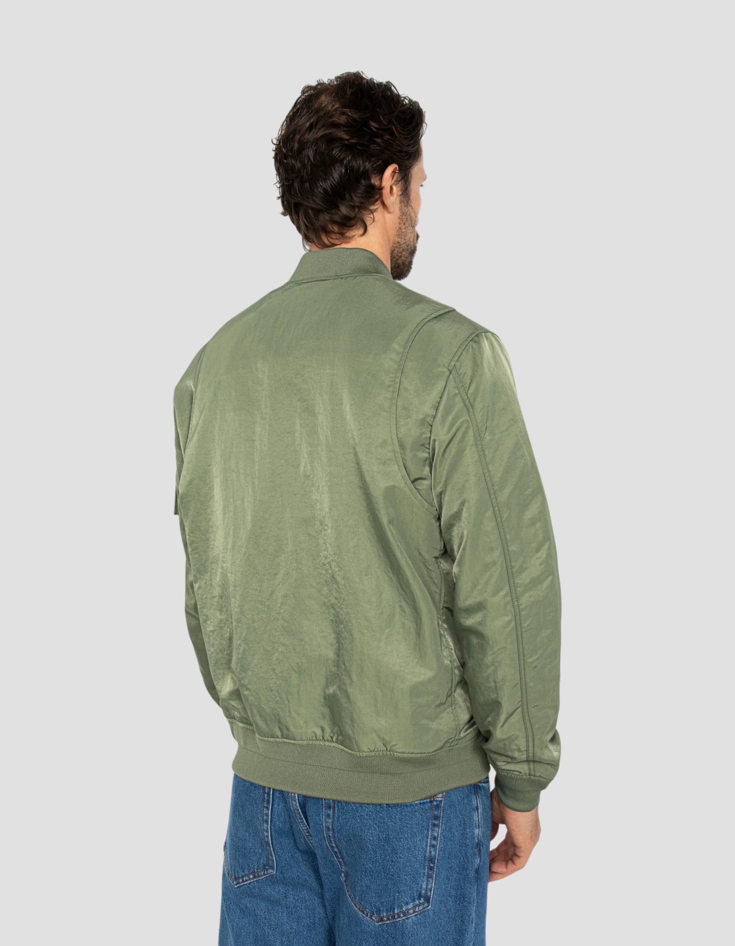 Bomber sage kaki léger déperlant effet froissé