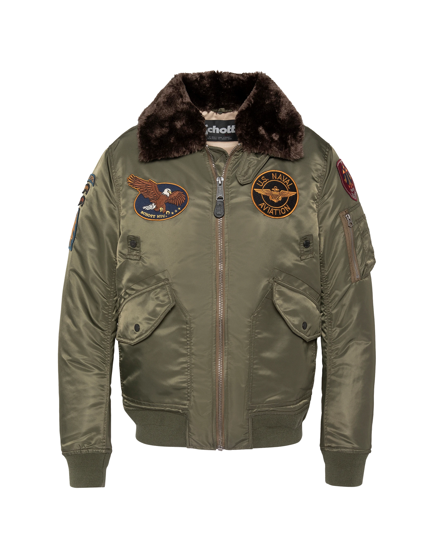 Khakifarbene Pilotenjacke mit Armeeabzeichen