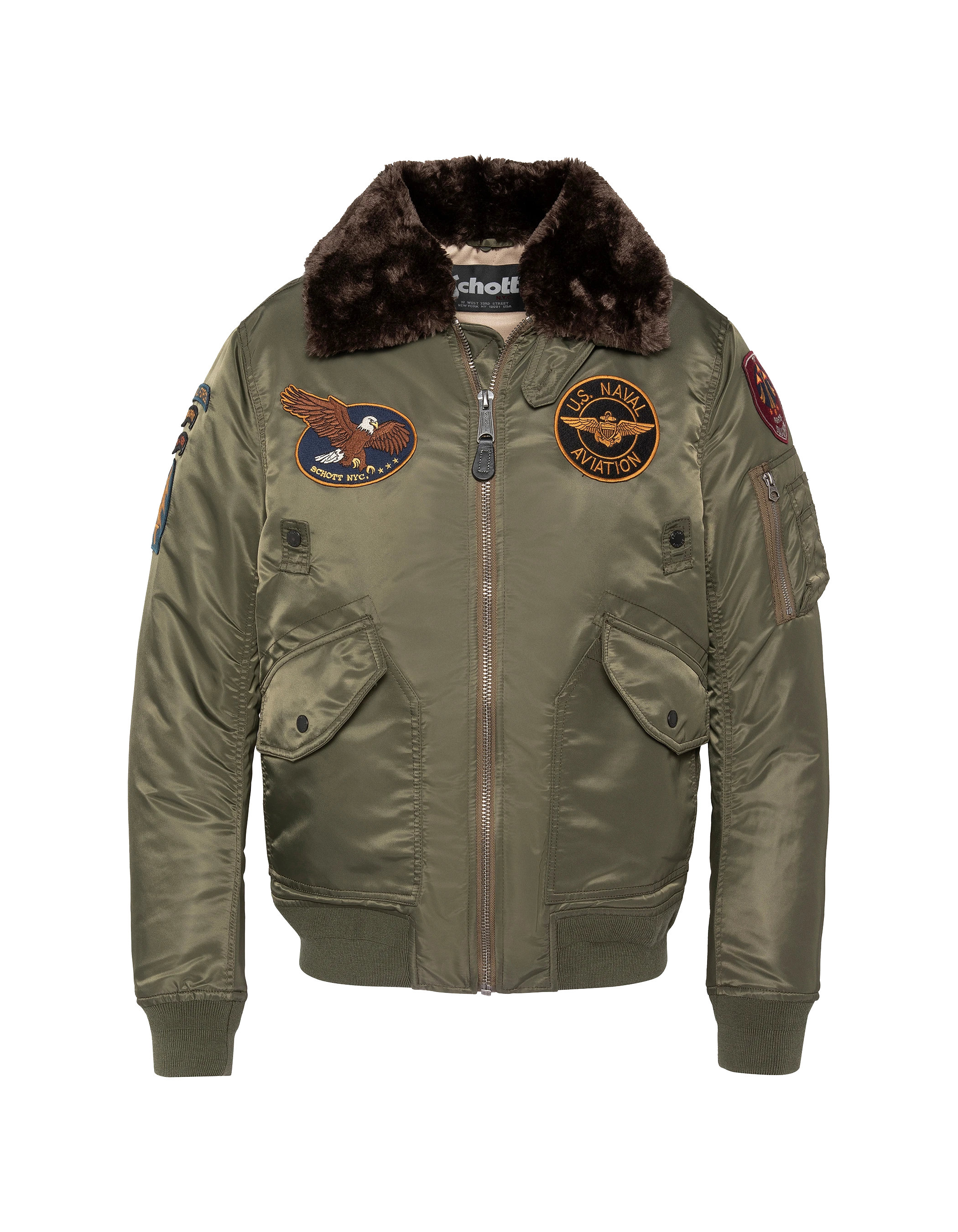 Khakifarbene Pilotenjacke mit Armeeabzeichen-2