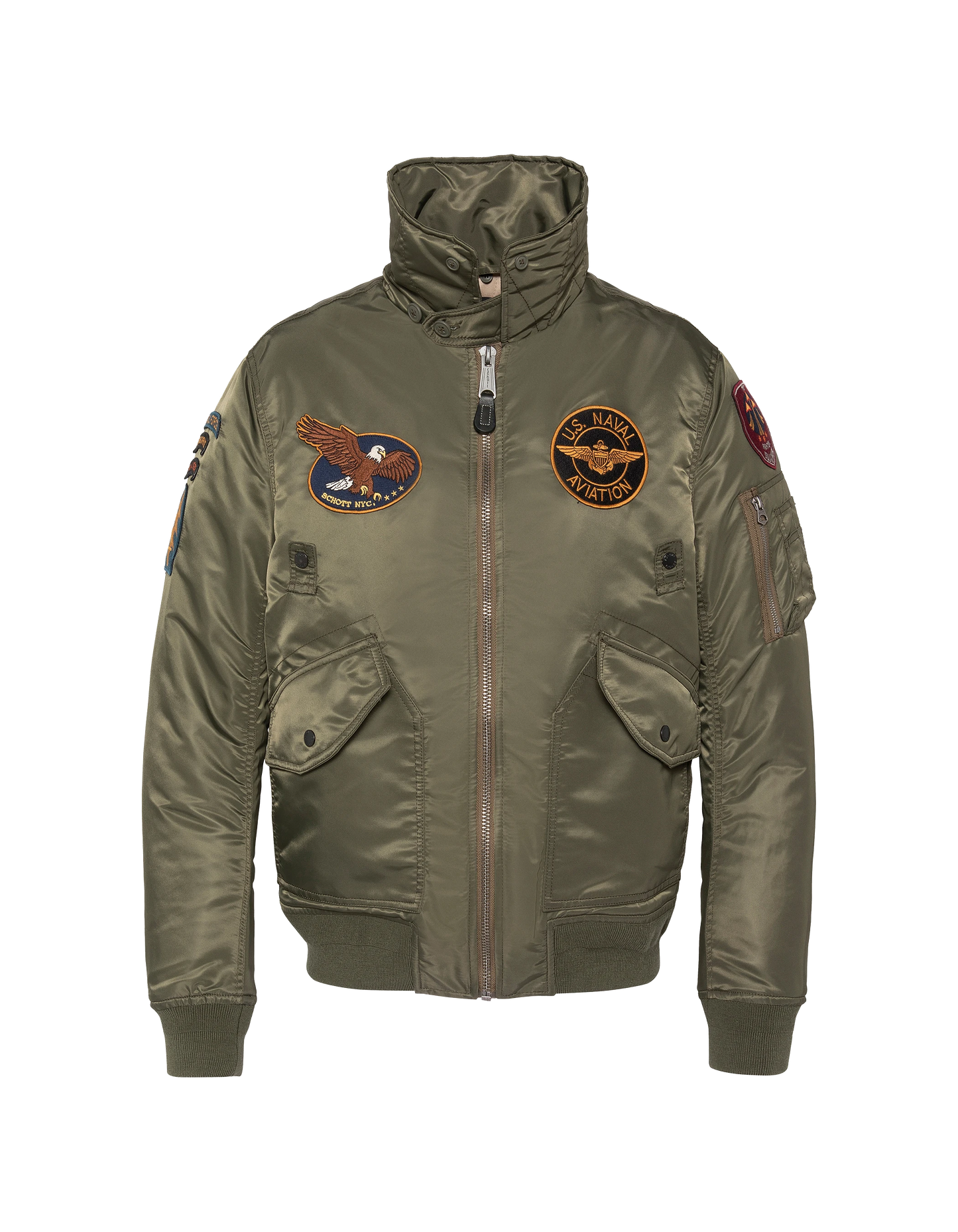 Khakifarbene Pilotenjacke mit Armeeabzeichen