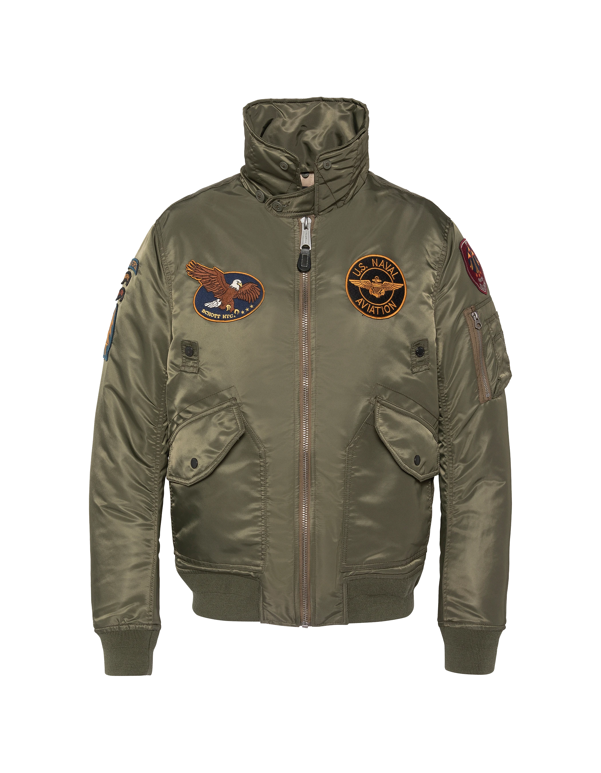 Khakifarbene Pilotenjacke mit Armeeabzeichen-9