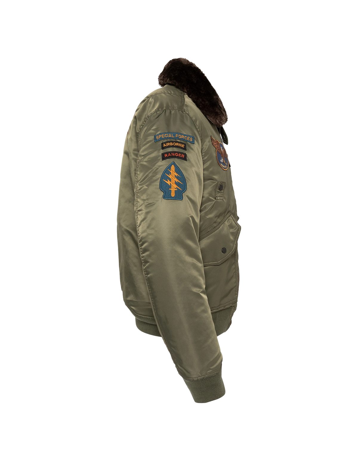 Khakifarbene Pilotenjacke mit Armeeabzeichen-10