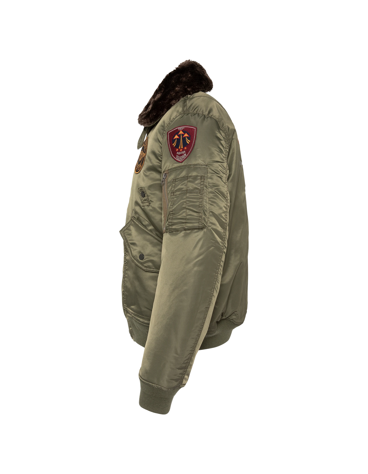 Khakifarbene Pilotenjacke mit Armeeabzeichen-11