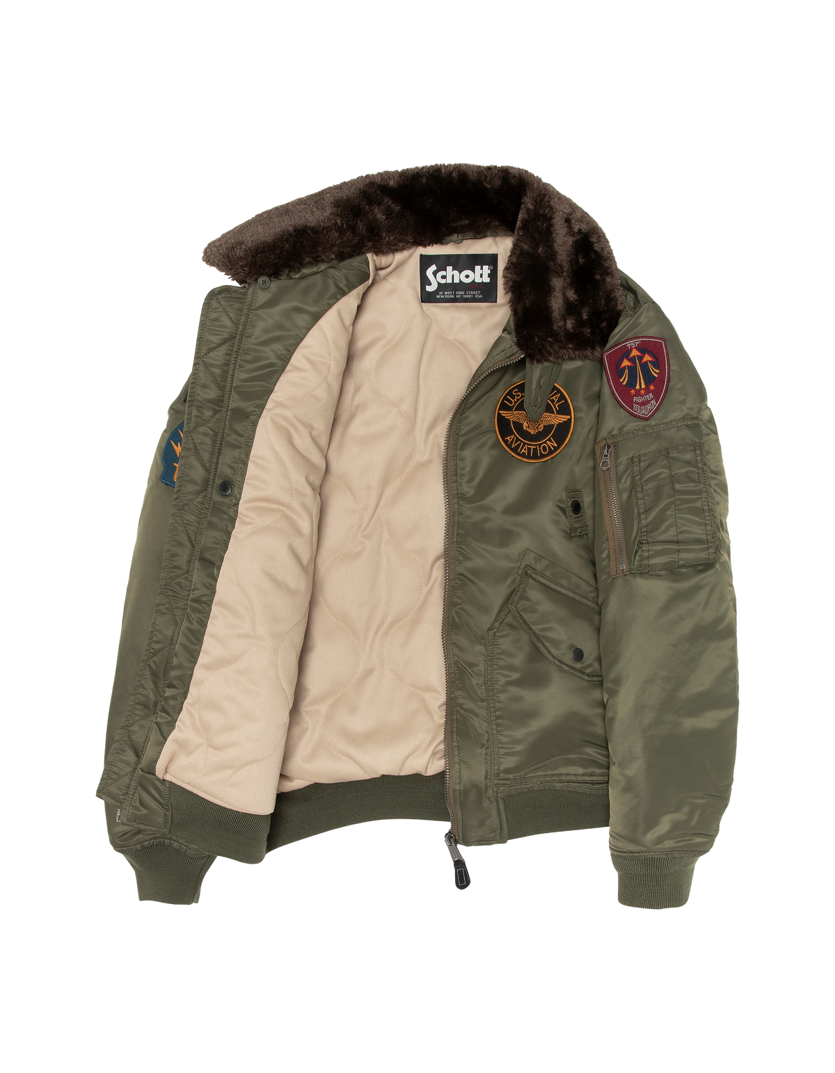 Khakifarbene Pilotenjacke mit Armeeabzeichen