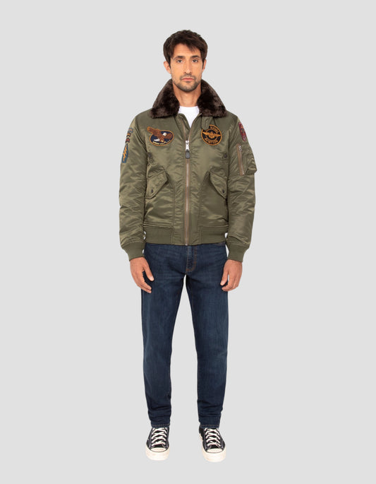 Blouson pilote badgé army kaki