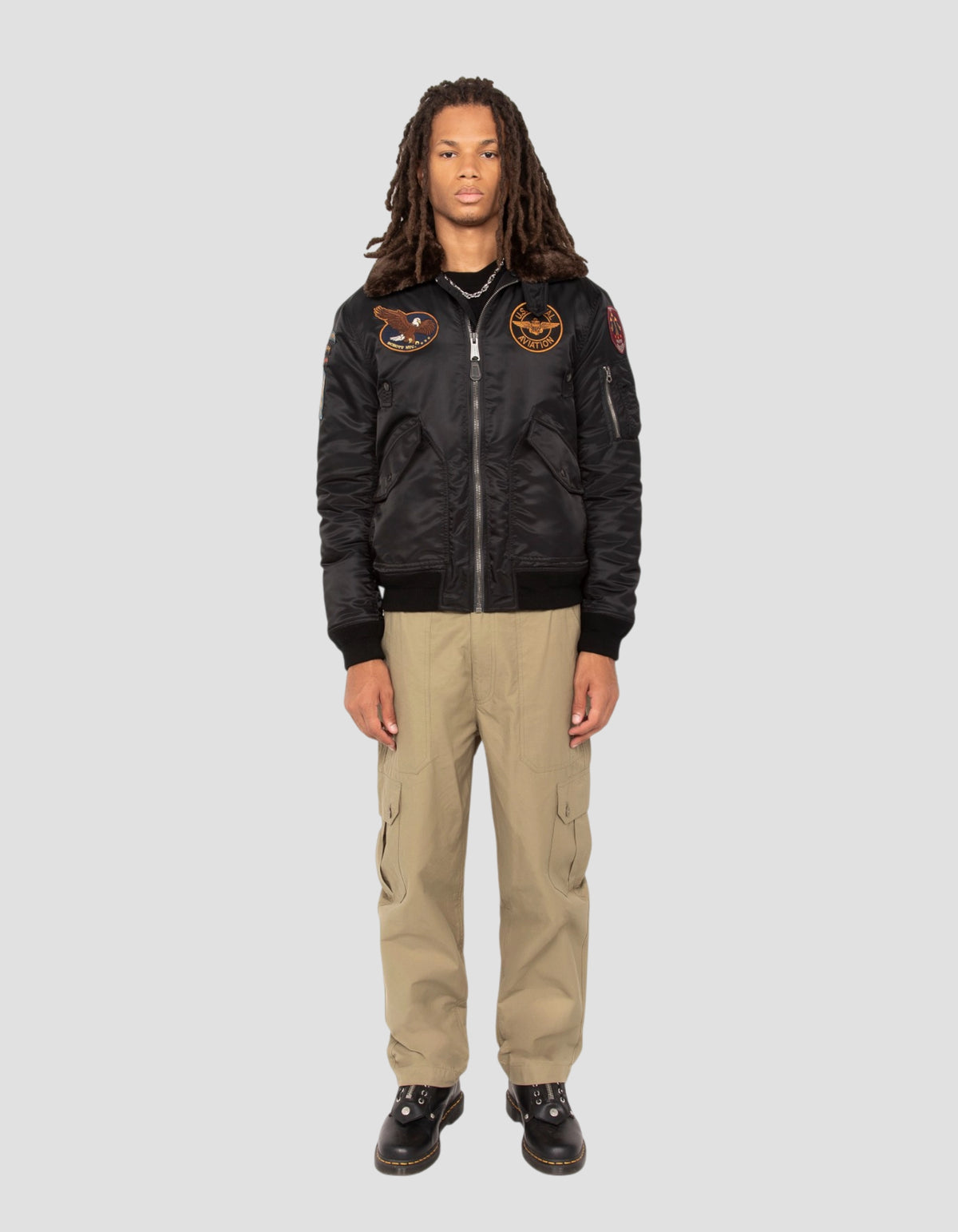 flight jacket patched black