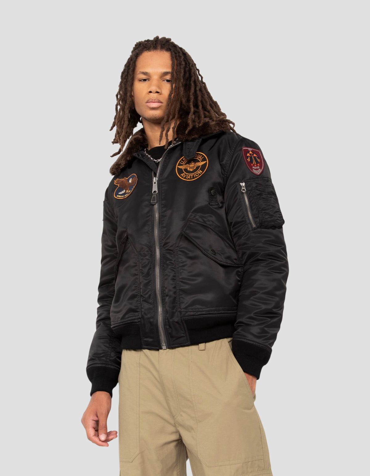 flight jacket patched black