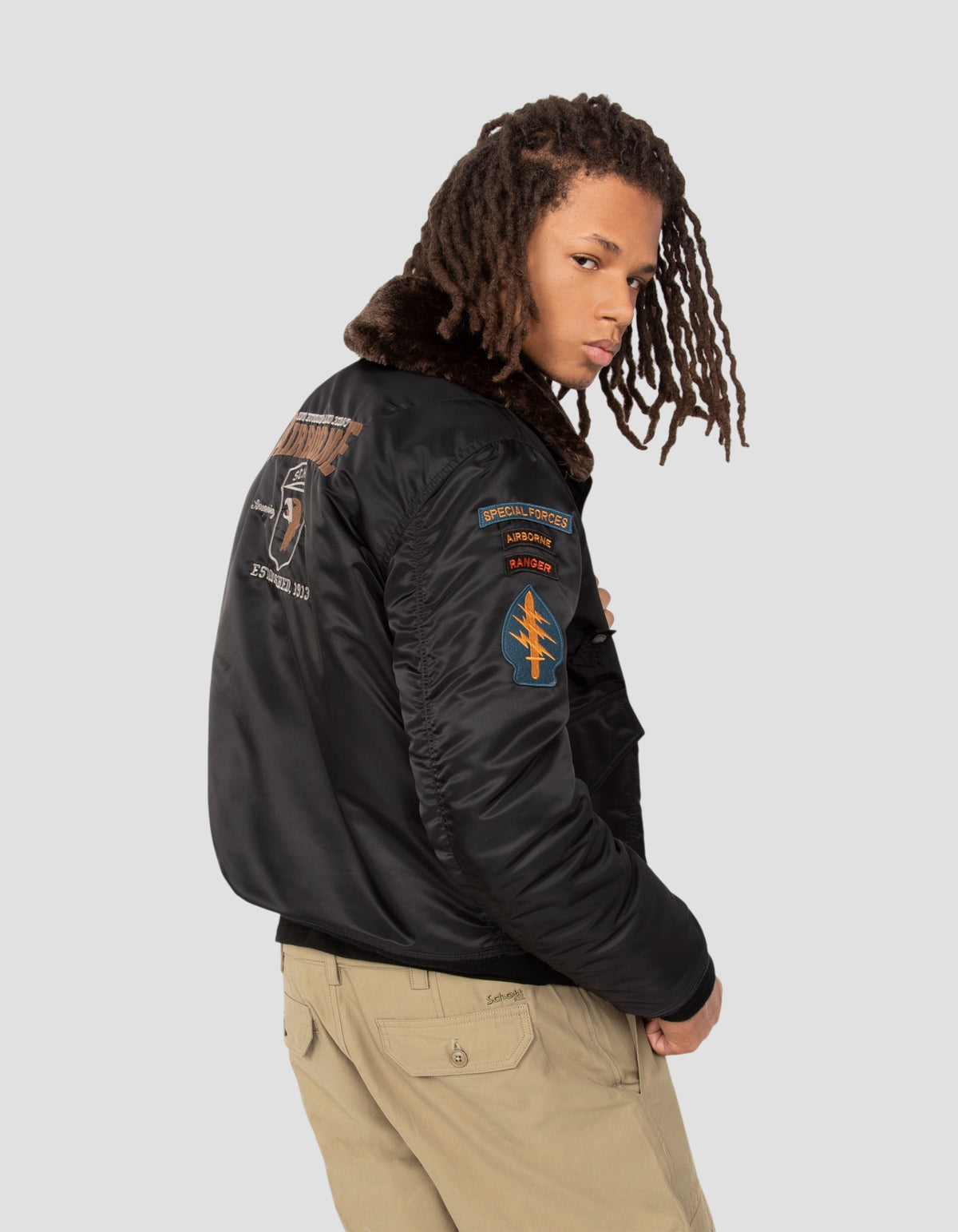 flight jacket patched black