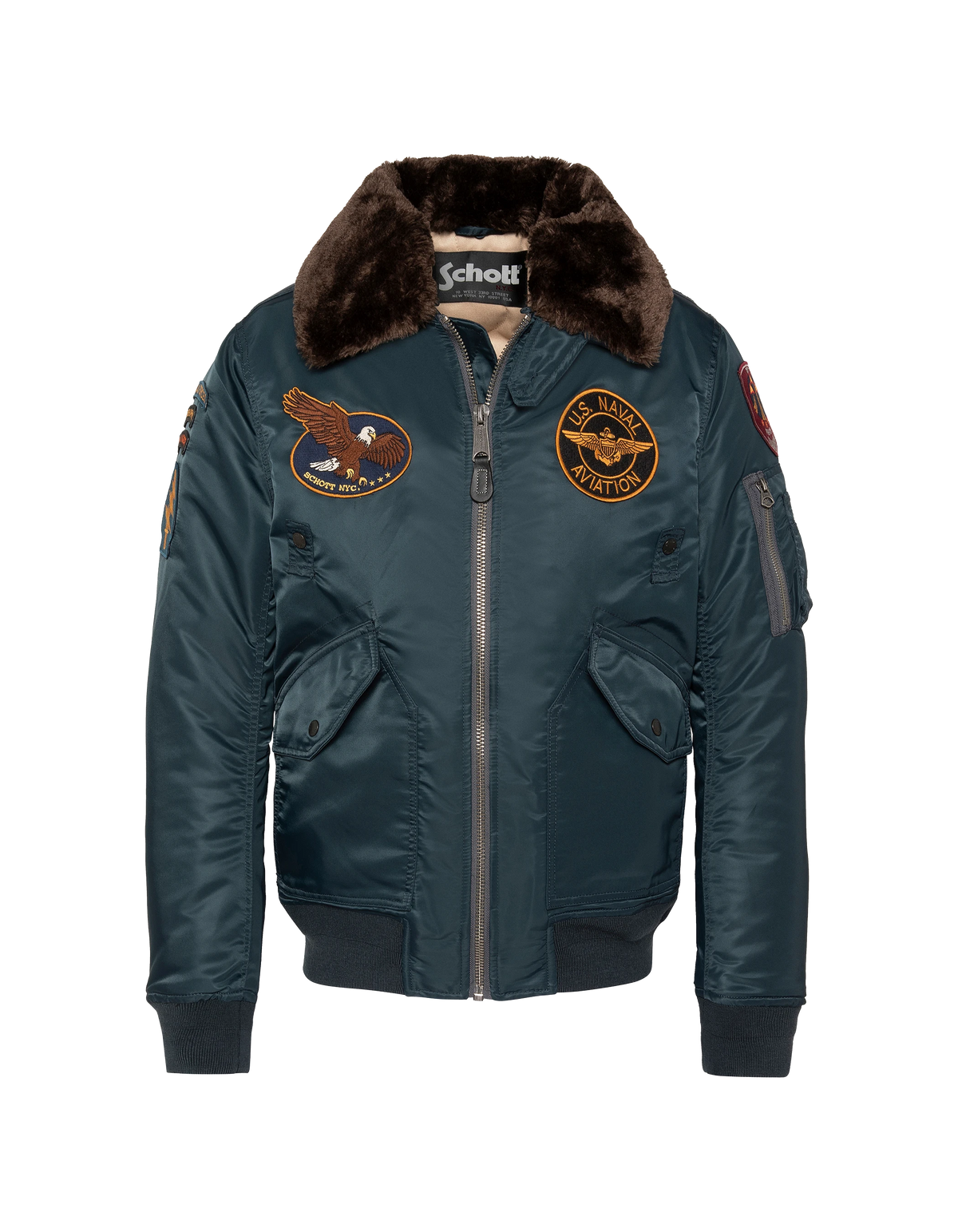 flight jacket patched navy blue