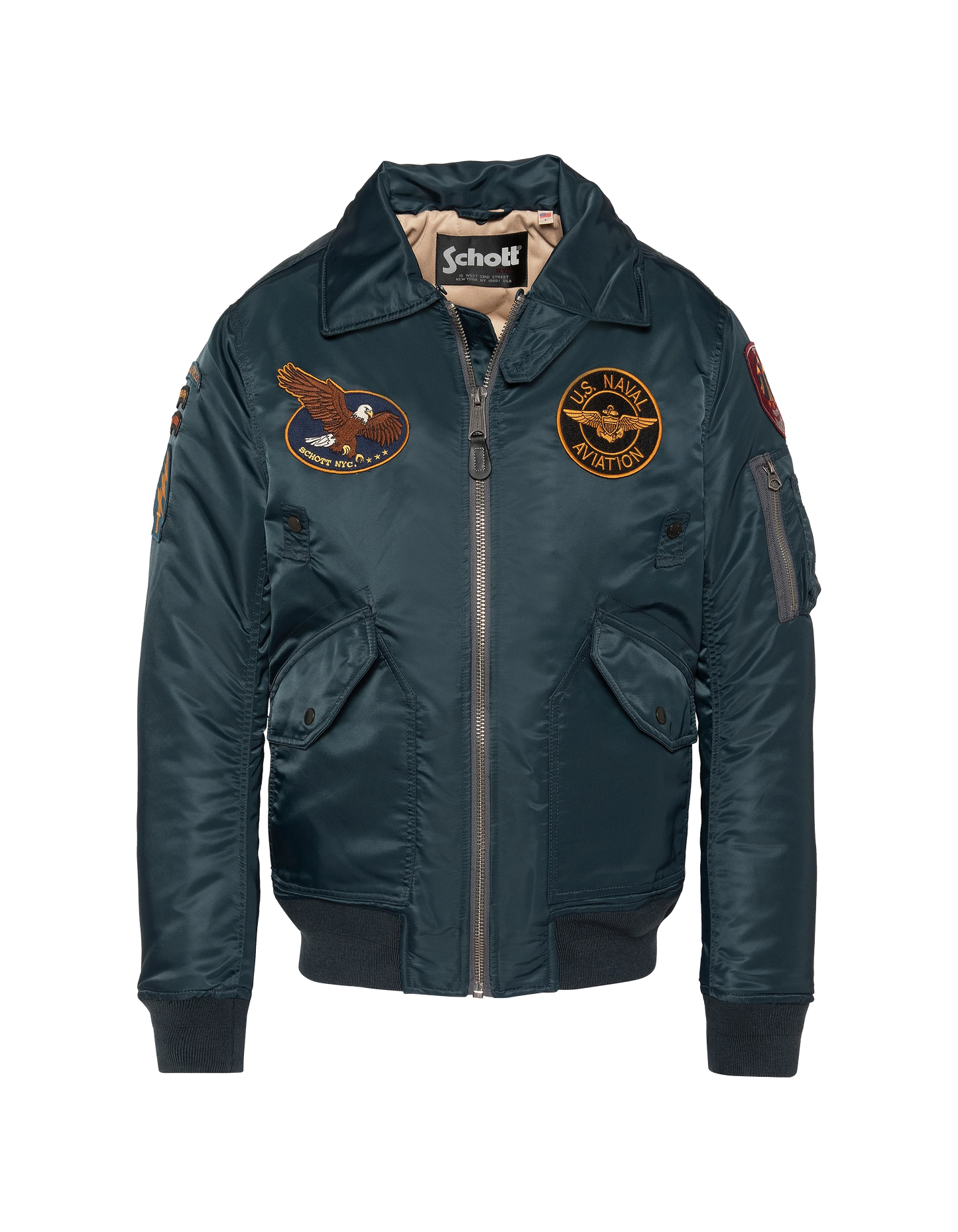 flight jacket patched navy blue