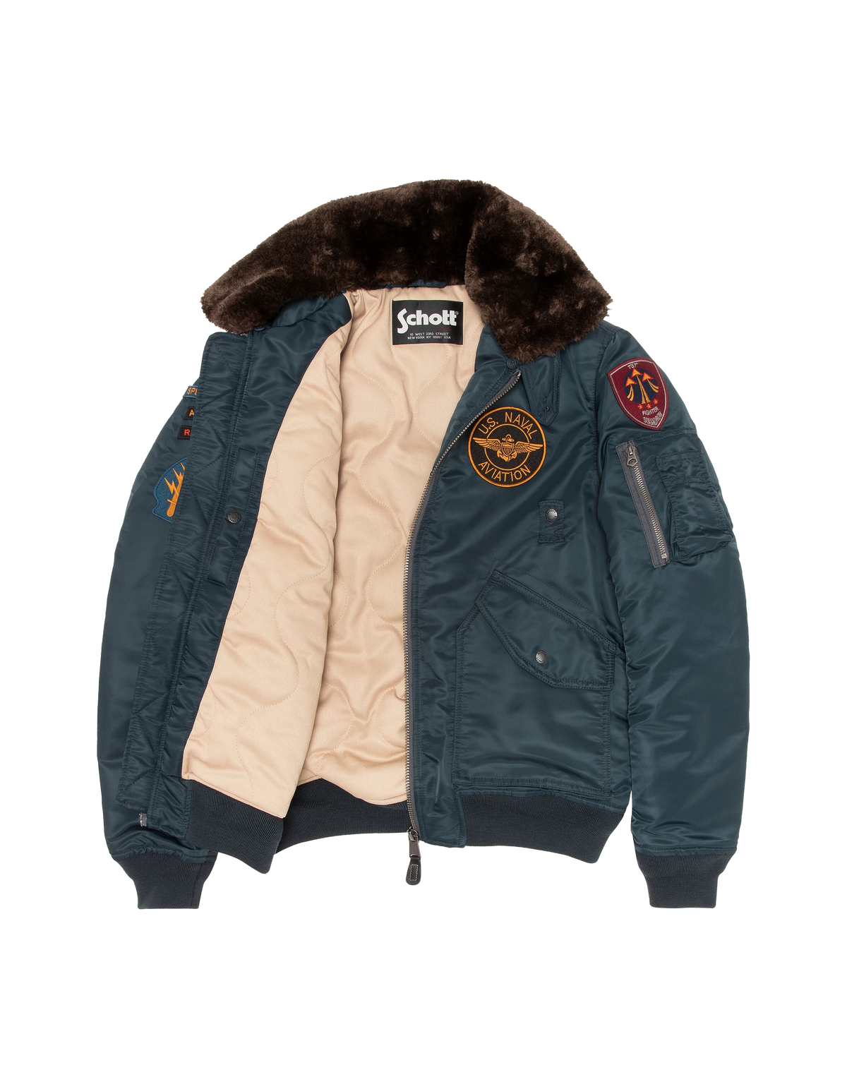 flight jacket patched navy blue