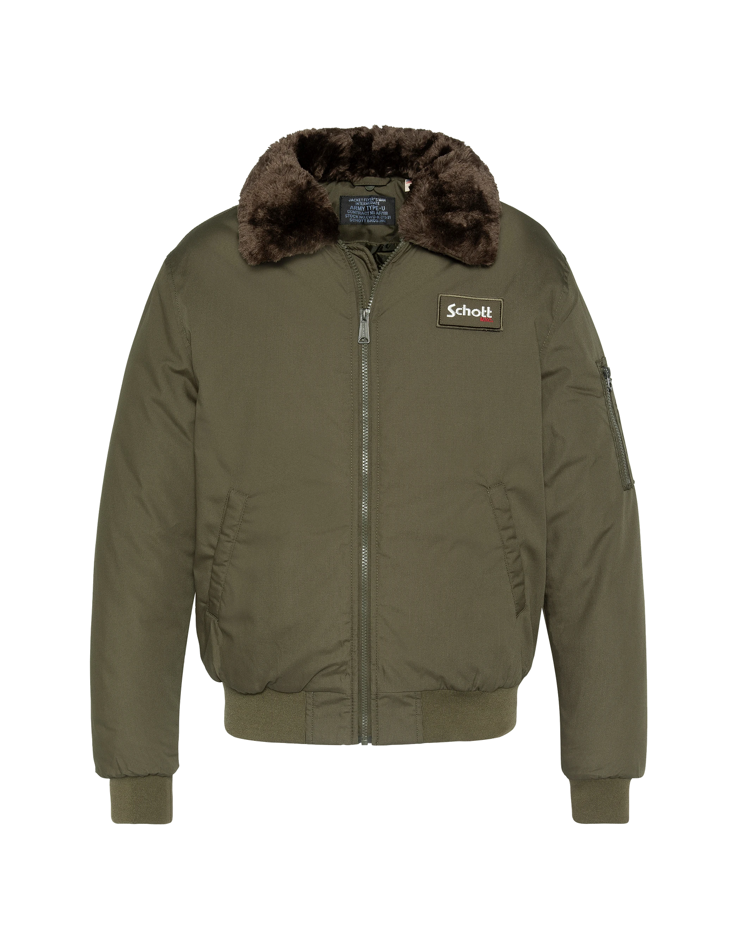 Blouson kaki avec col en fausse fourrure amovible