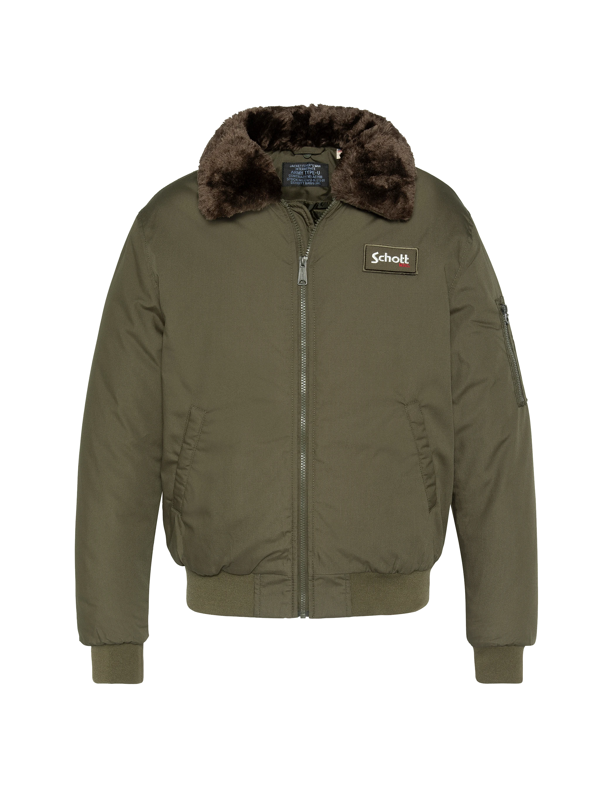 Blouson kaki avec col en fausse fourrure amovible-2