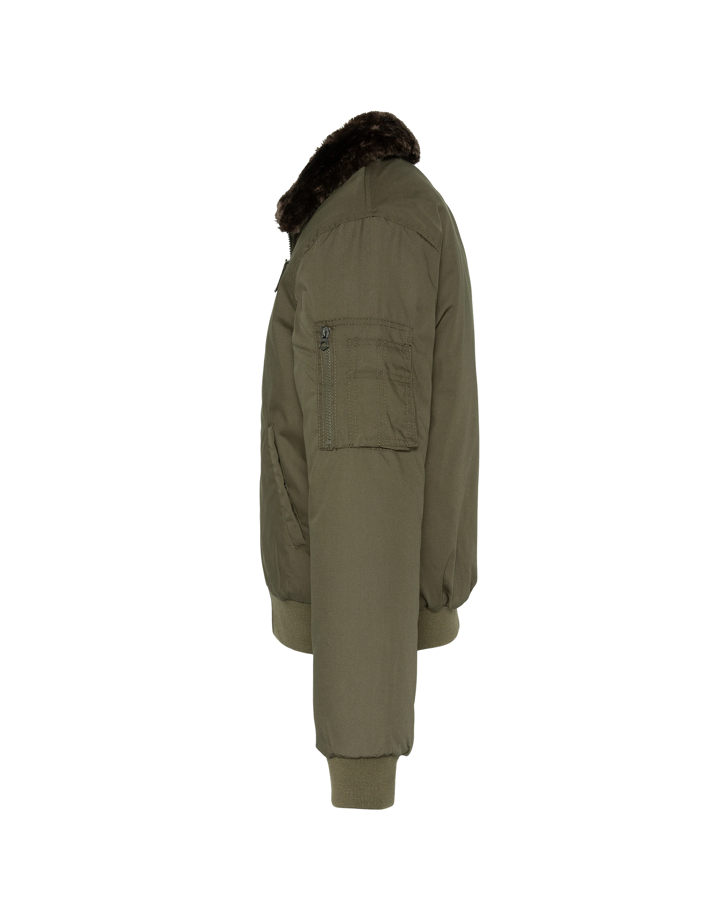 Blouson kaki avec col en fausse fourrure amovible