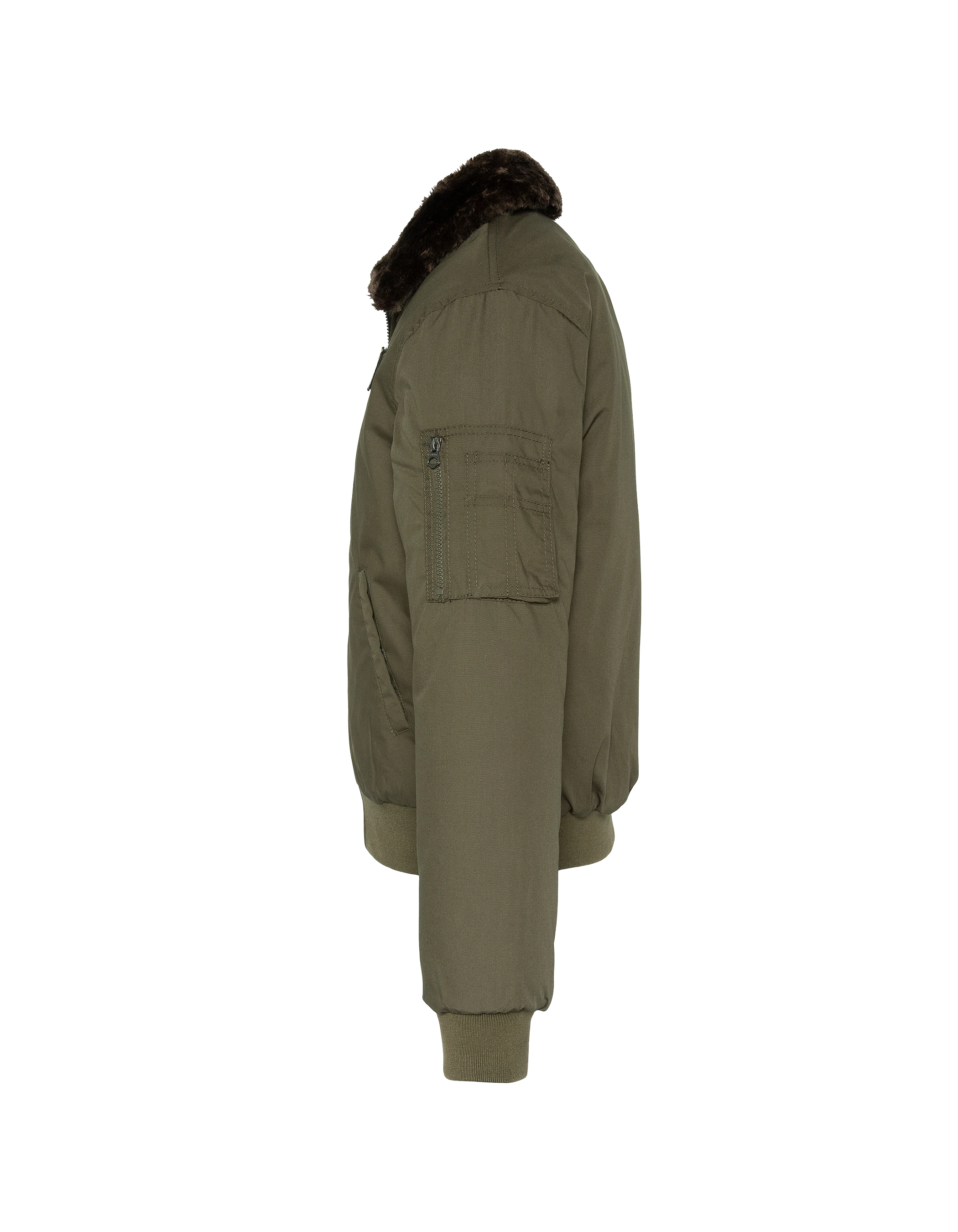 Blouson kaki avec col en fausse fourrure amovible-6