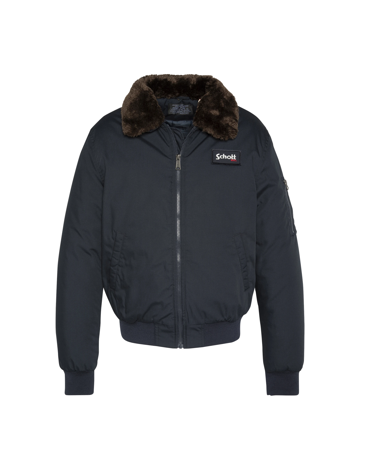 Giacca blu navy con collare in finta pelliccia rimovibile