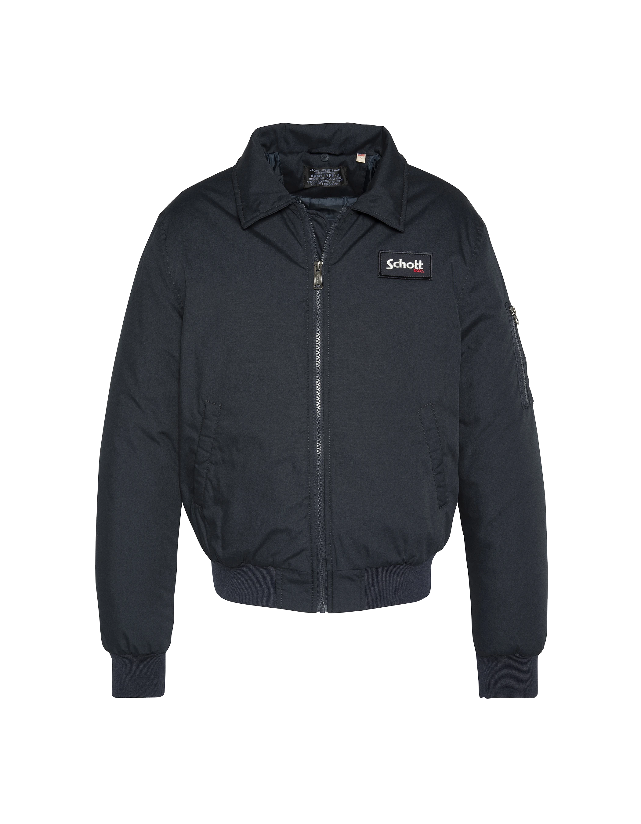 Giacca blu navy con collare in finta pelliccia rimovibile-5