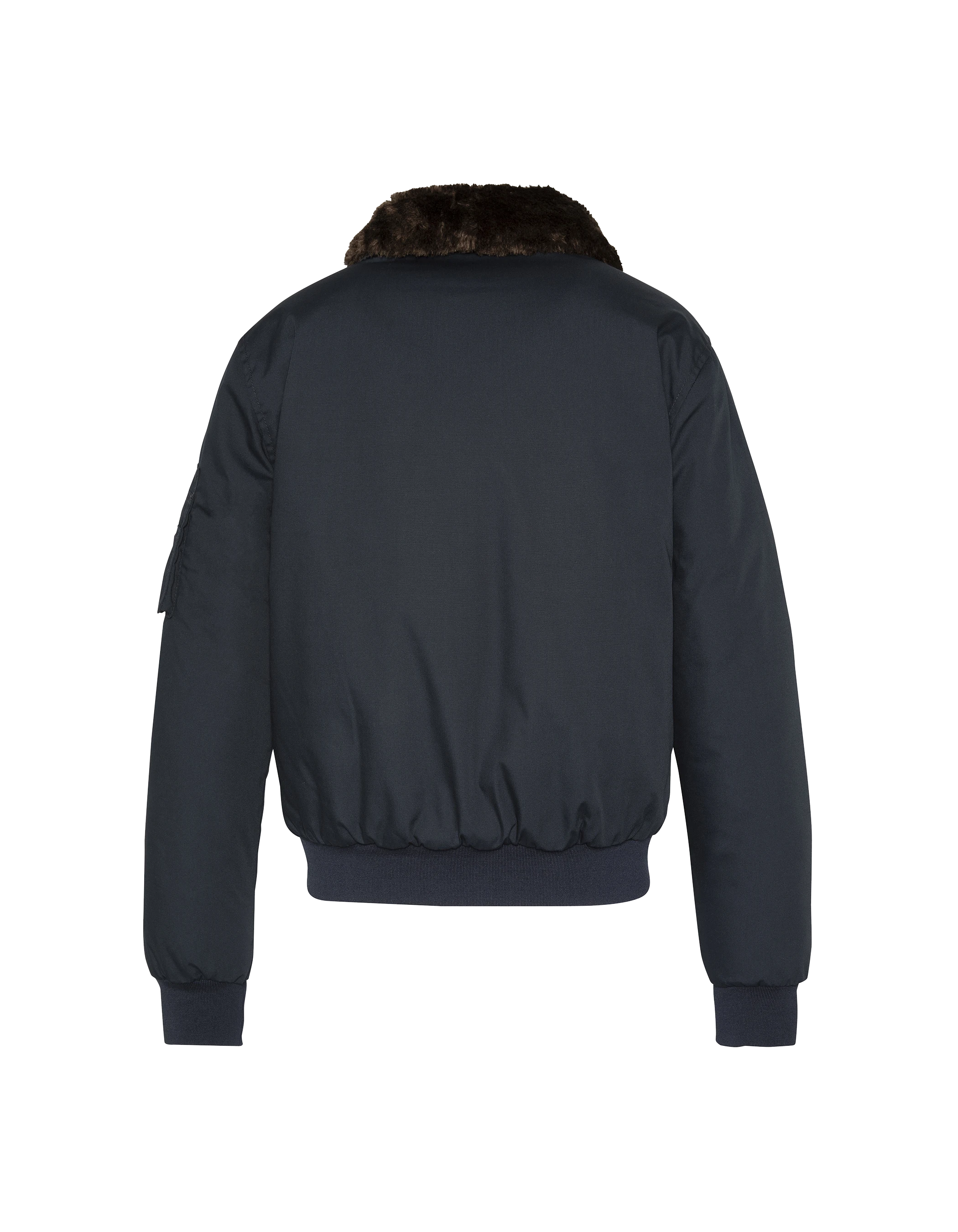 Giacca blu navy con collare in finta pelliccia rimovibile-7